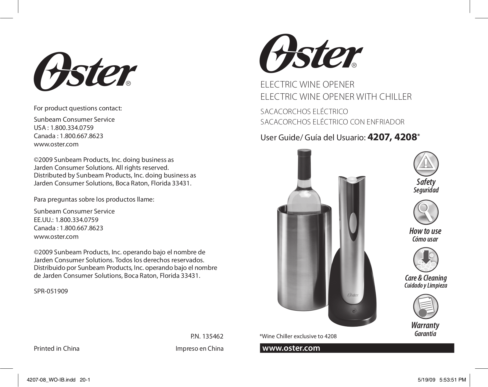 Oster 004207-RED-015 Instruction Manual