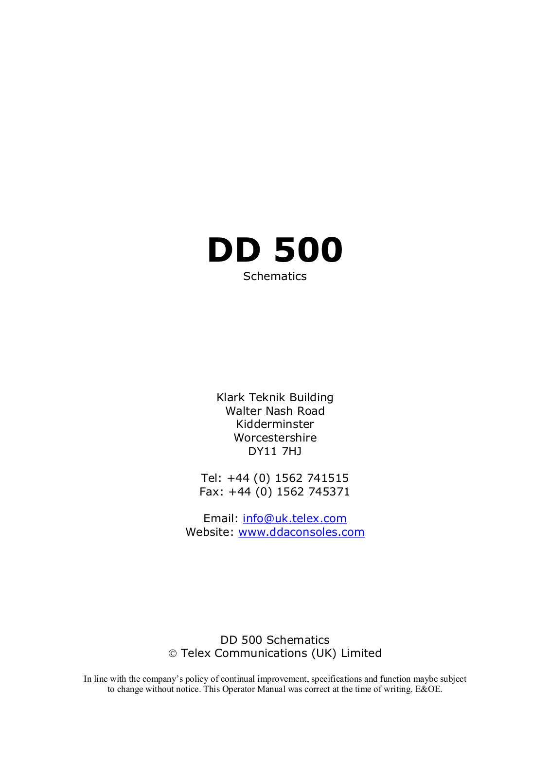 DDA dd500 Schematic