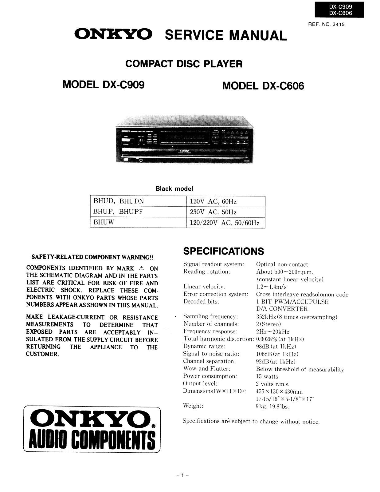 Onkyo DXC-606 Service Manual