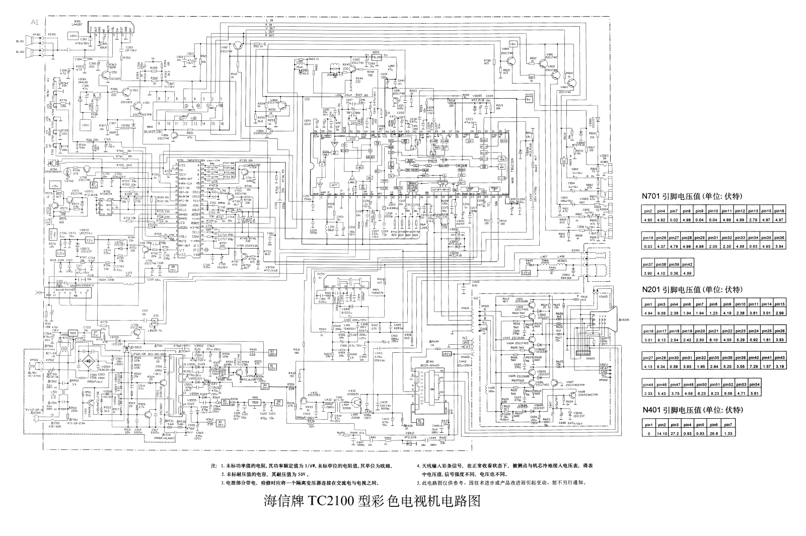 Hisense TC2100, TB1231N Schematic