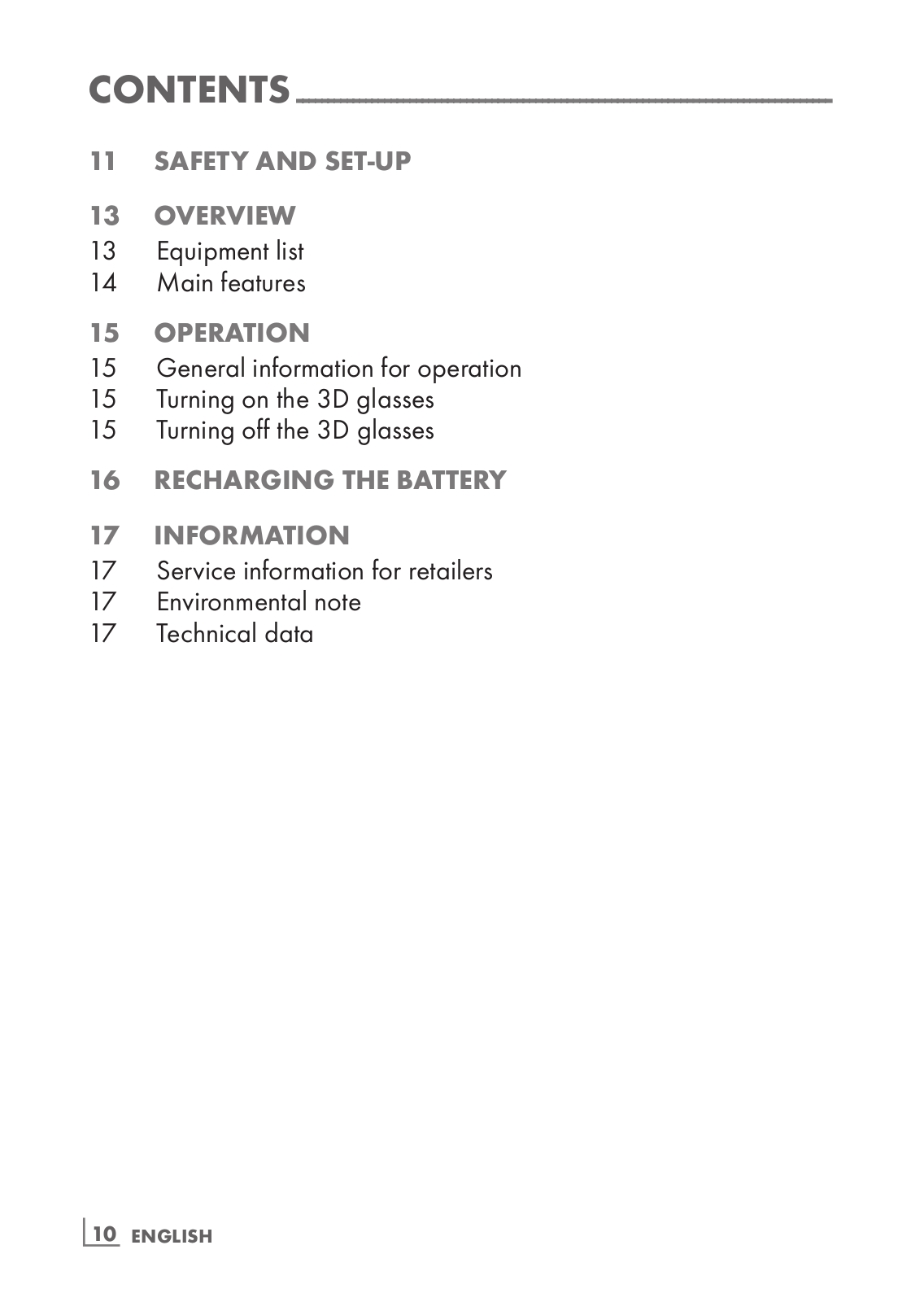 Grundig 3D GLASSES User Manual