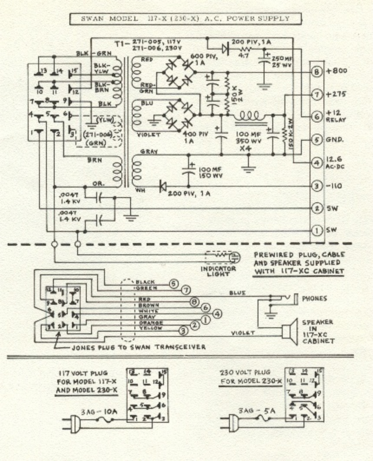 Swan 117-X_230-X Schematics