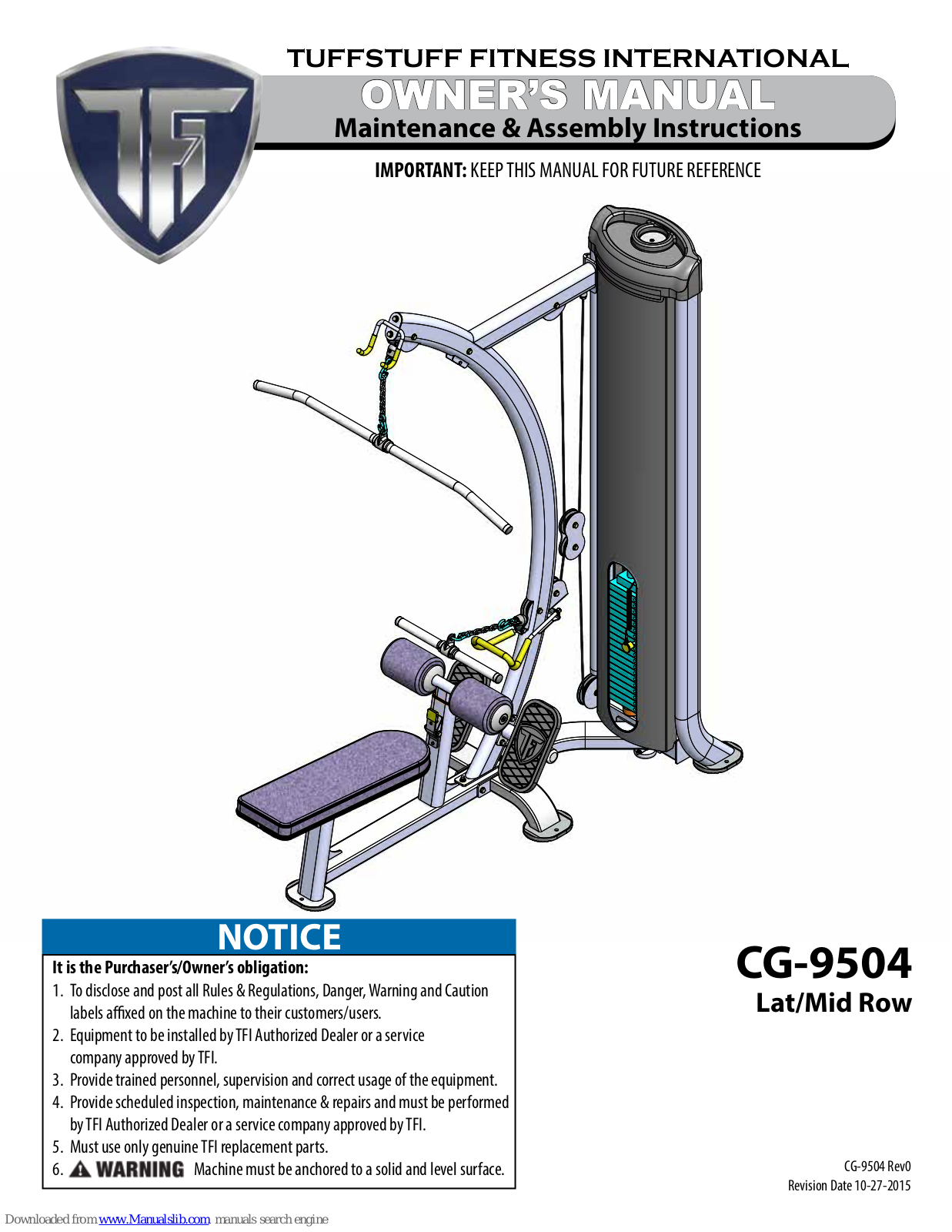 TuffStuff CG-9504 Owner's Manual