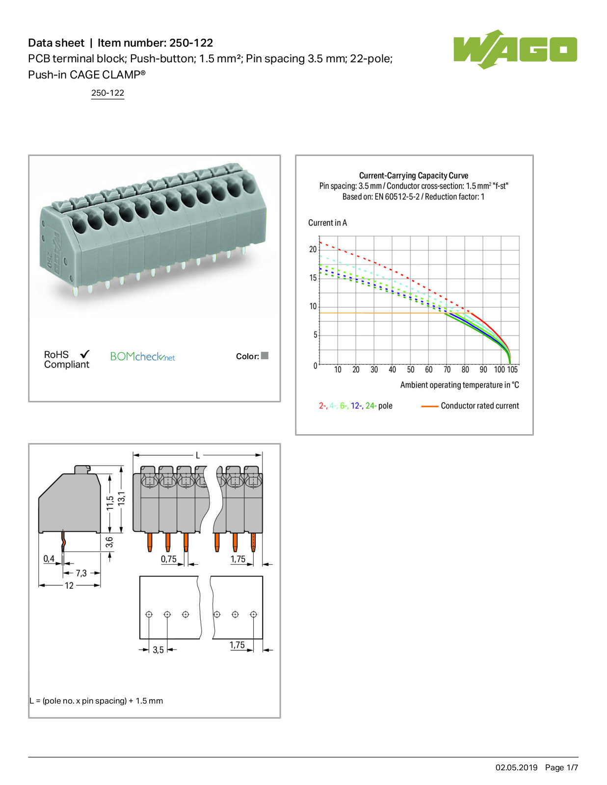 Wago 250-122 Data Sheet