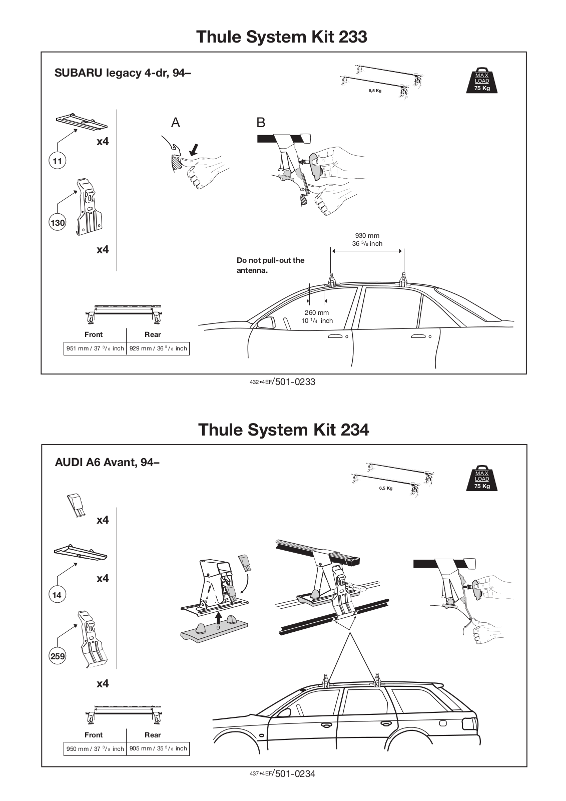 Thule 233, 234 User Manual