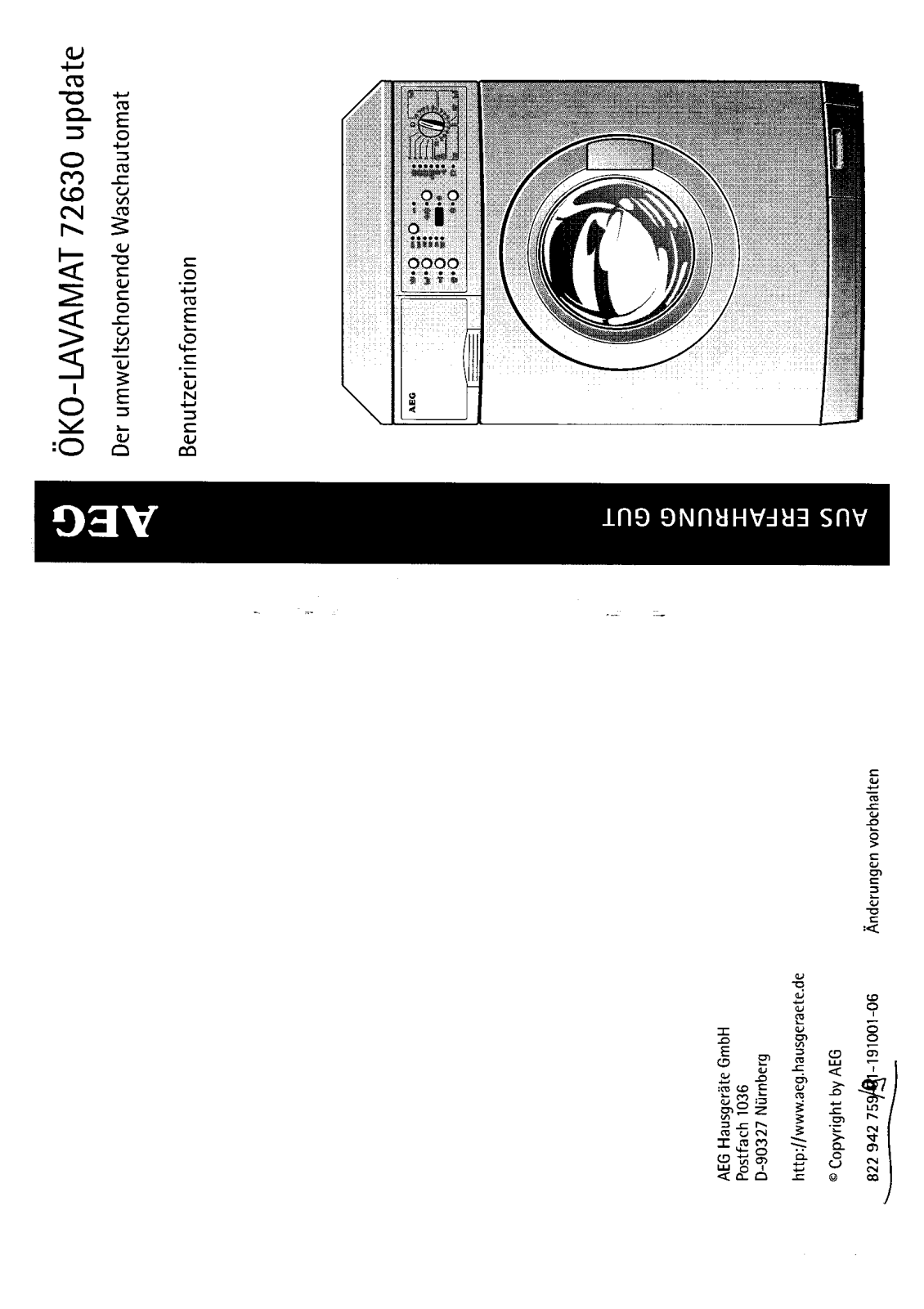 AEG LAVAMAT 72630 User Manual