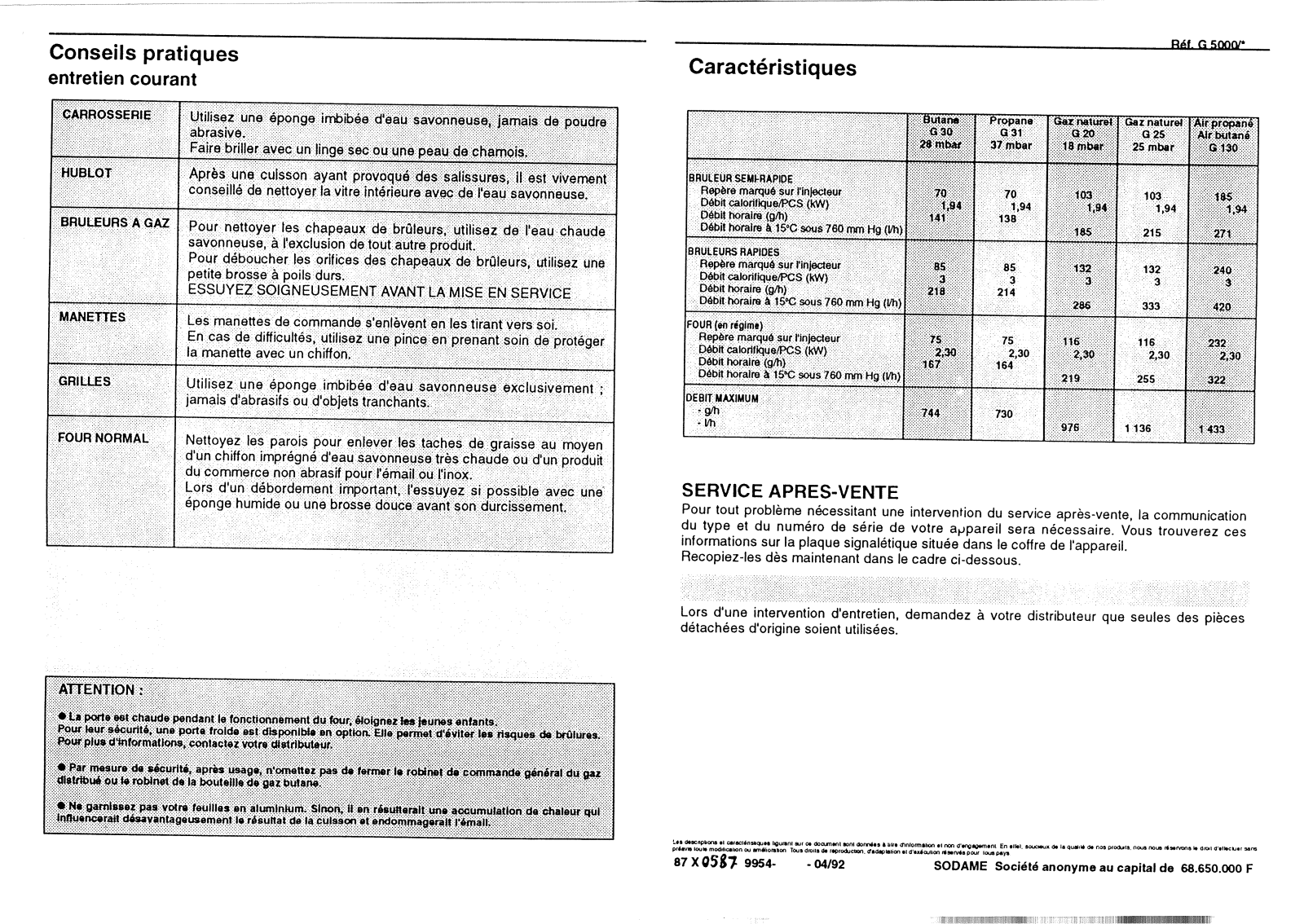 Brandt G5000 Instructions Manual