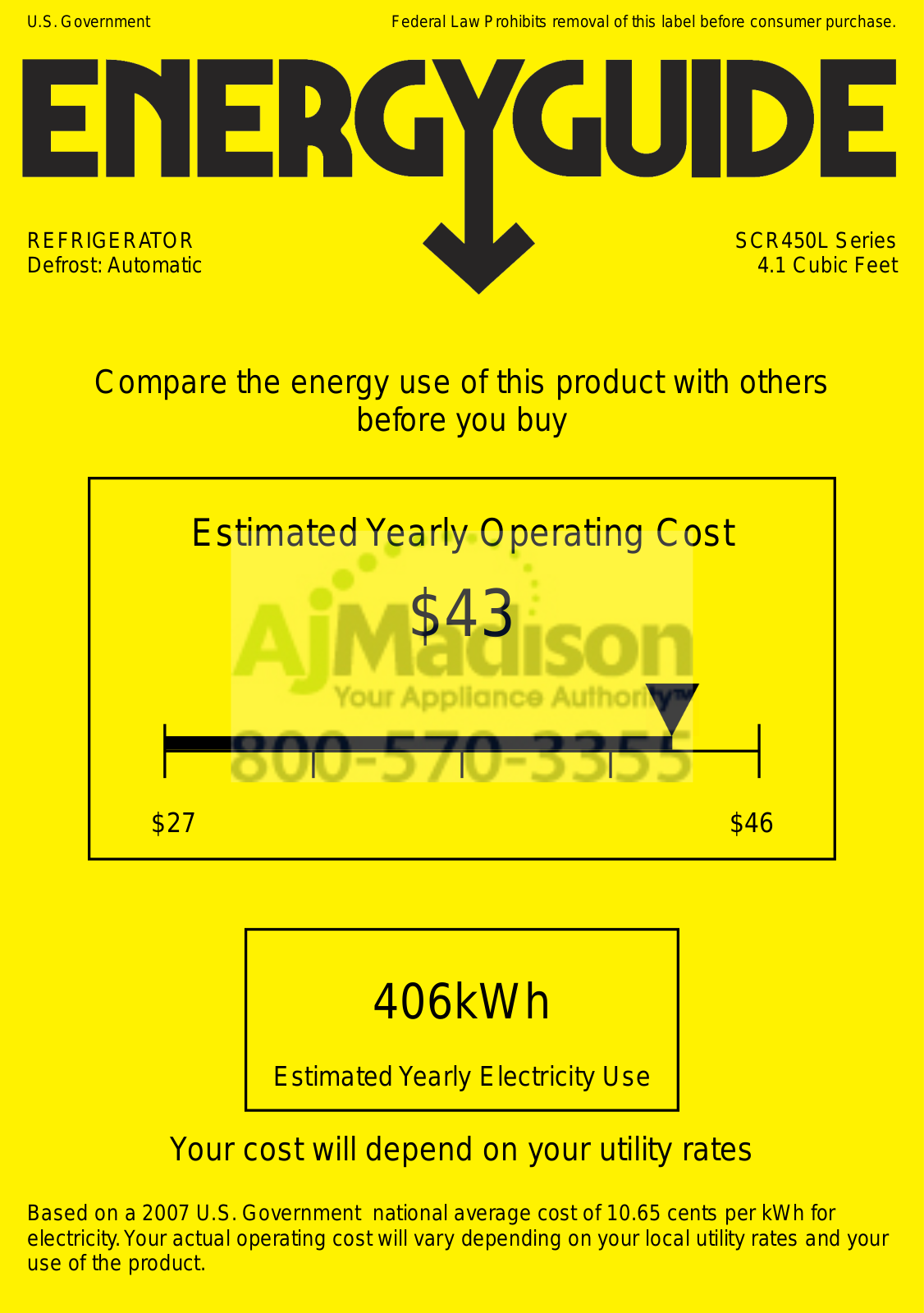 AccuCold SCR450LSH Energy manual