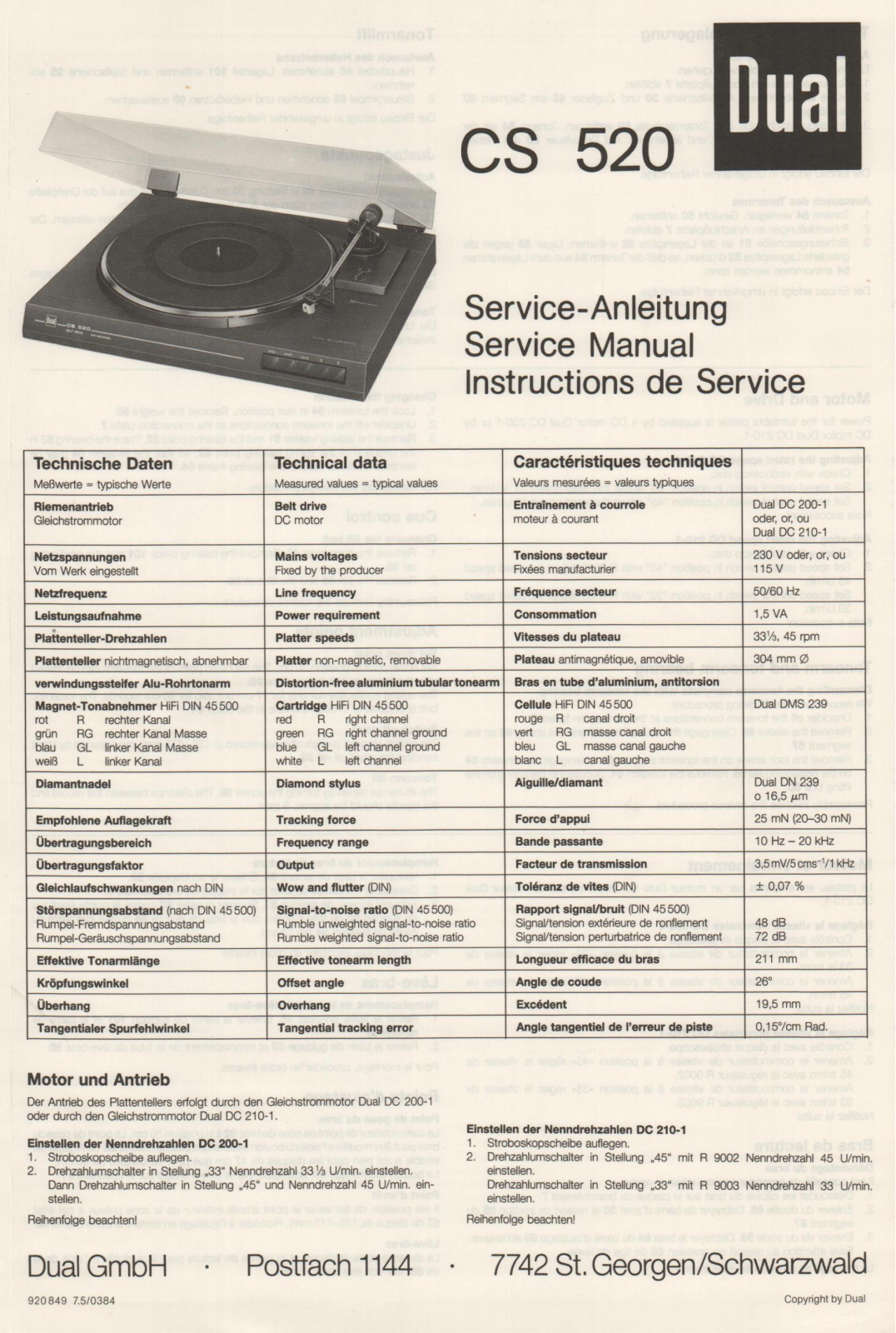 Dual CS-520 Service Manual