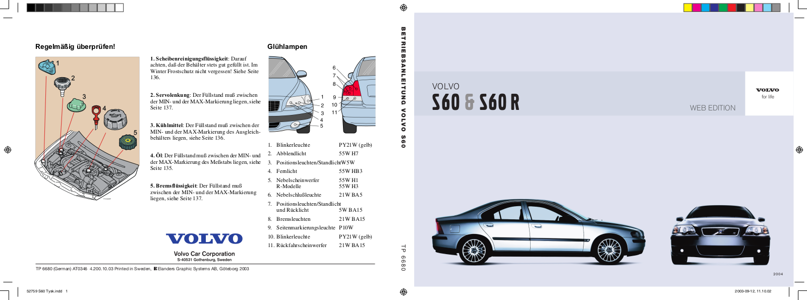 Volvo S60 2004 Owners Manual in German