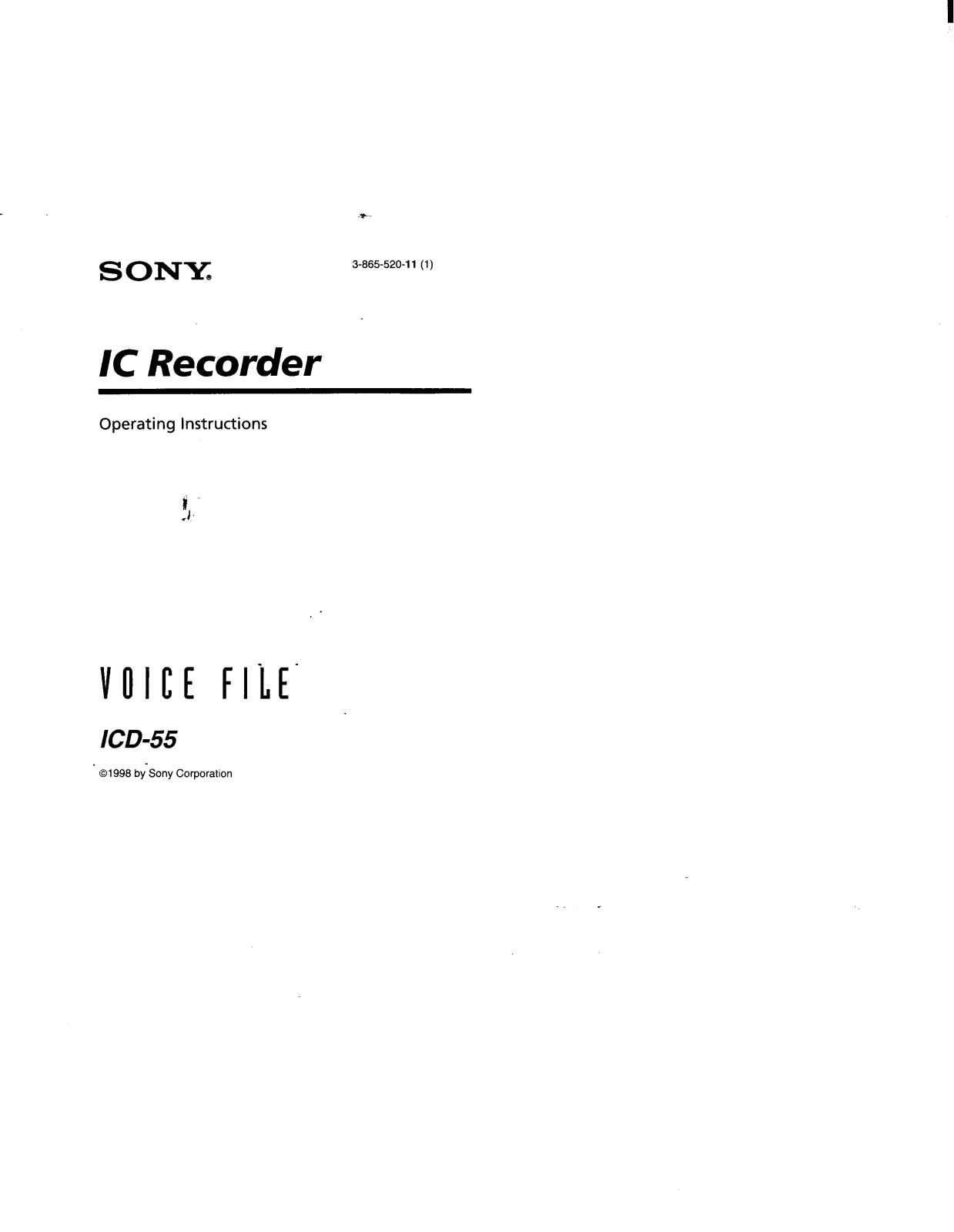 Sony ICD-55 Operating Instruction