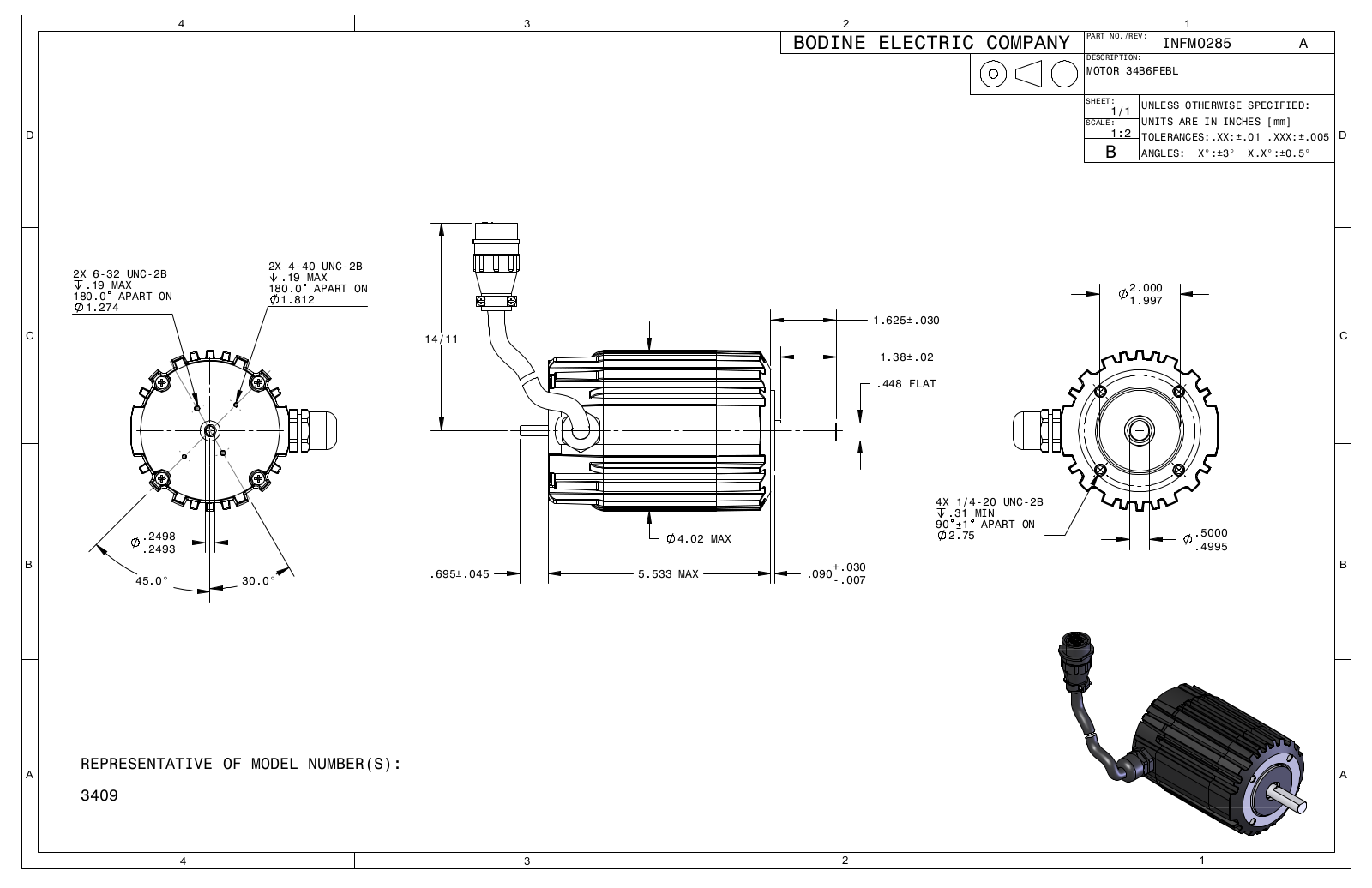 Bodine 3409 Reference Drawing