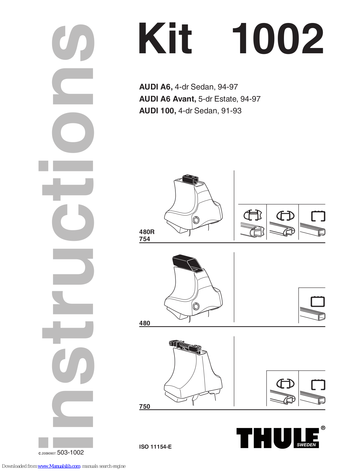 Thule 1002 Instructions Manual