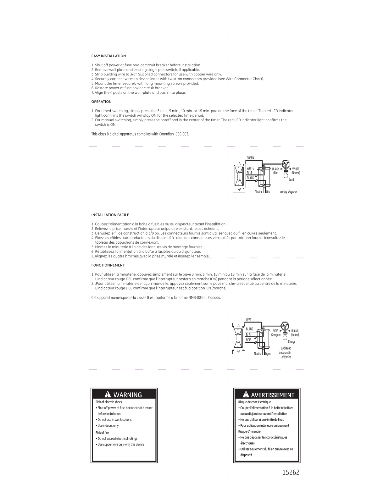 GE 15262 Owner's Manual