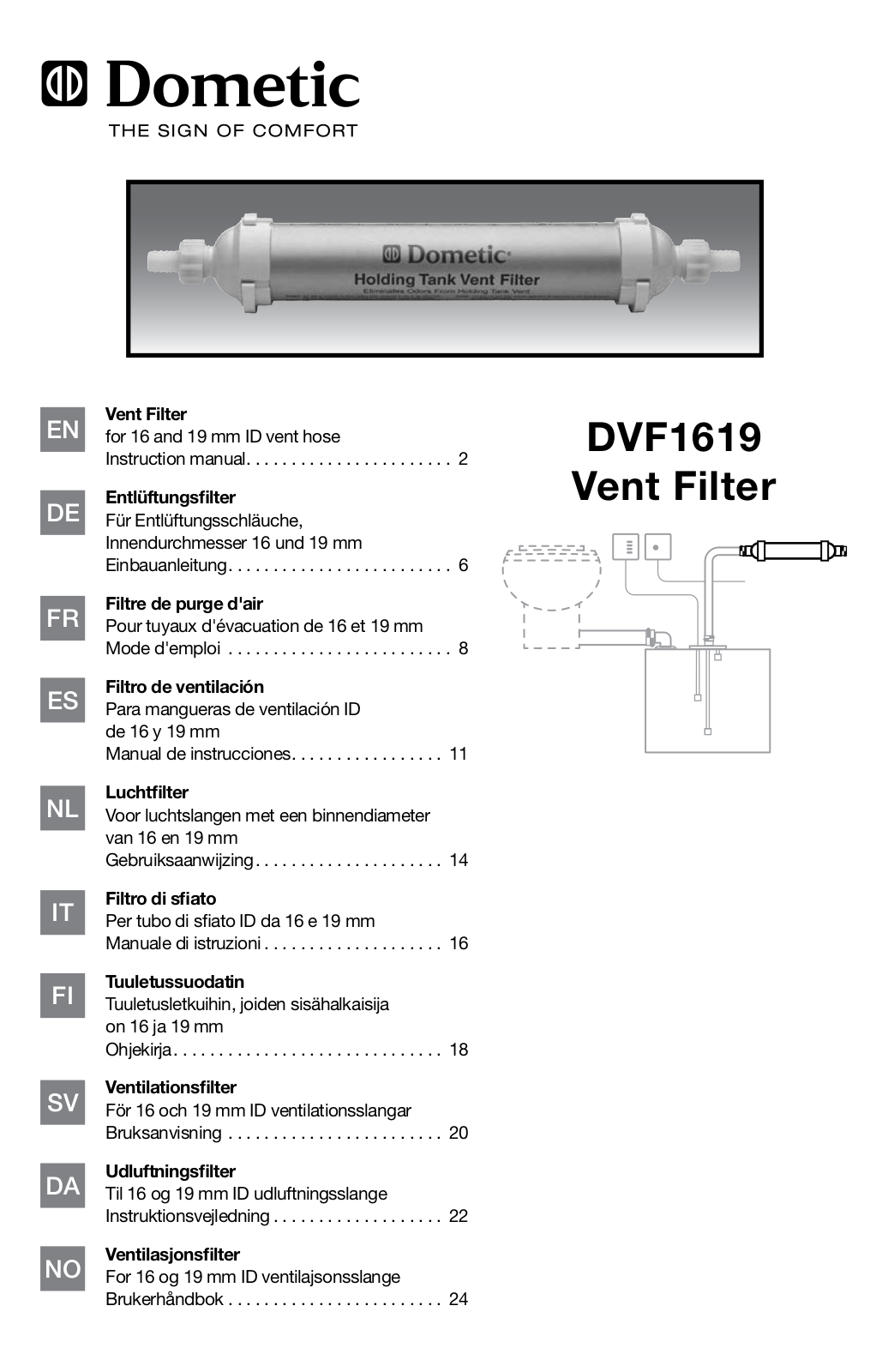 DOMETIC DVF1619 User Manual