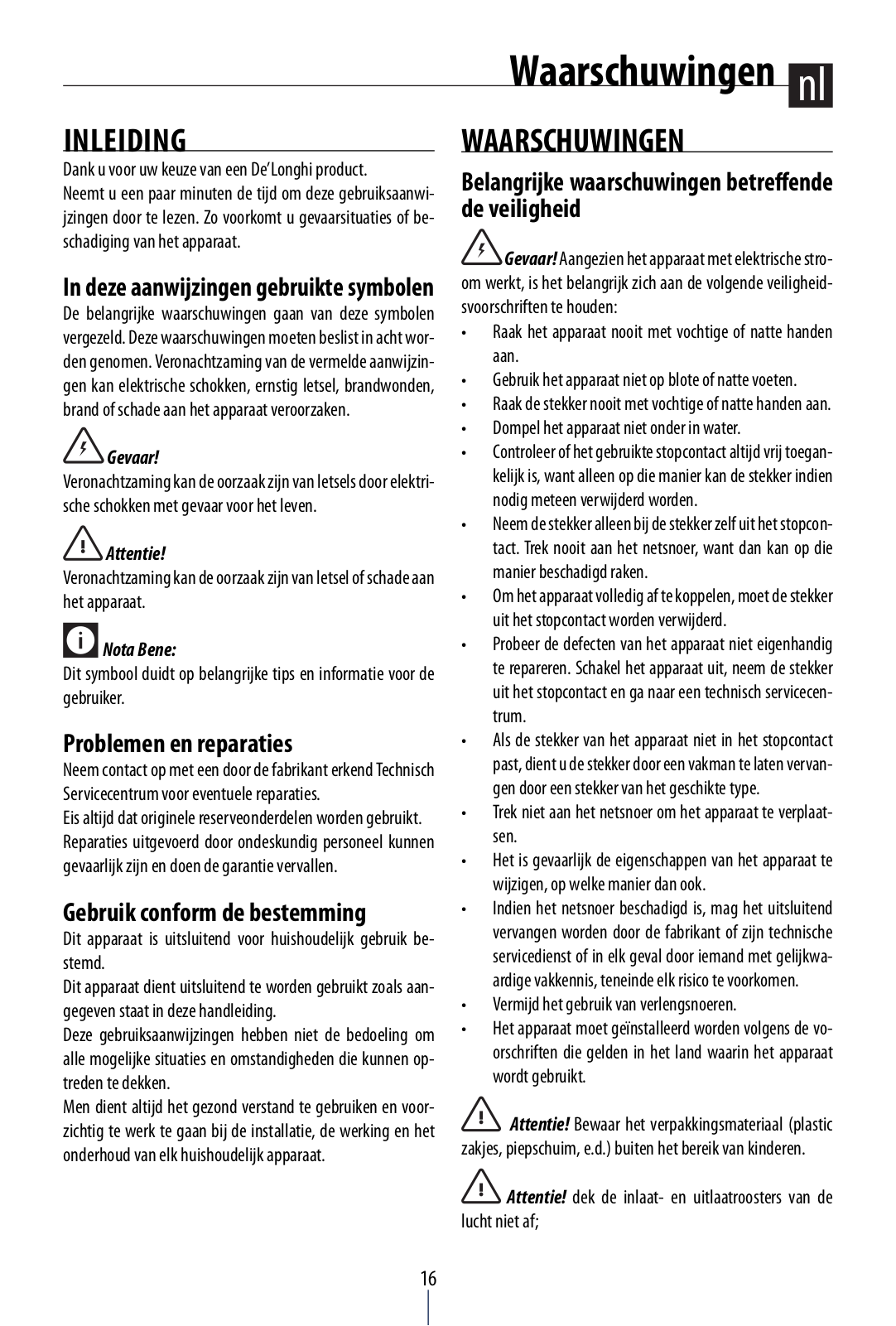 Delonghi AC75 Instruction manuals