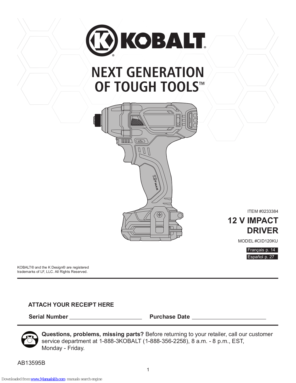 Kobalt CID120KU User Manual