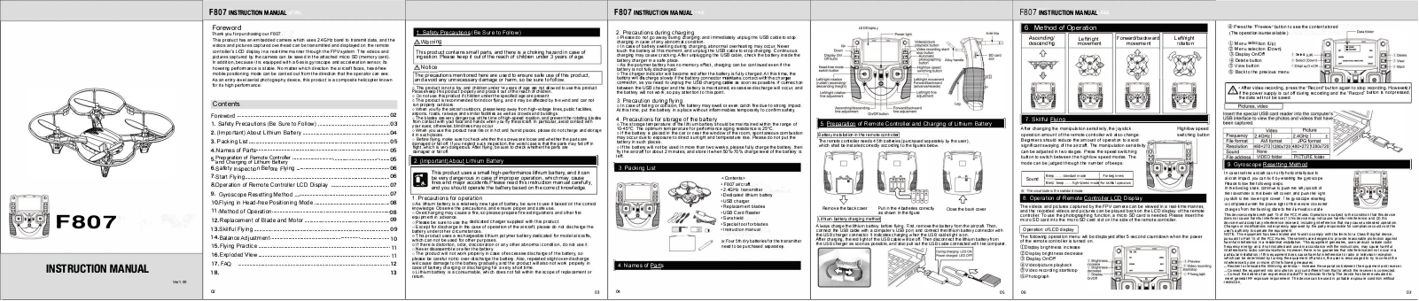 SHANTOU F806 User Manual