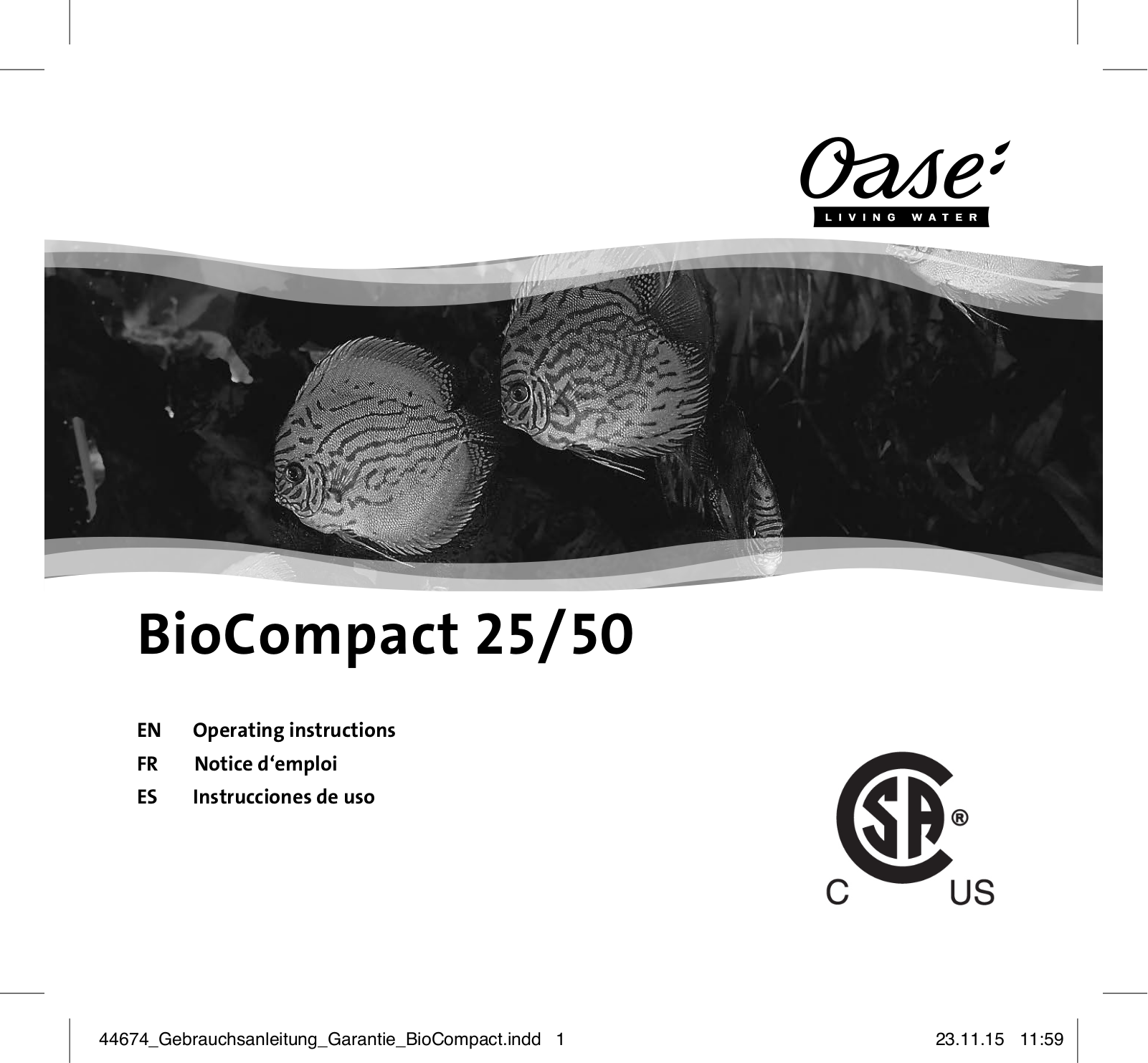 Oase BioCompact 25, BioCompact 50 Operating Instructions Manual