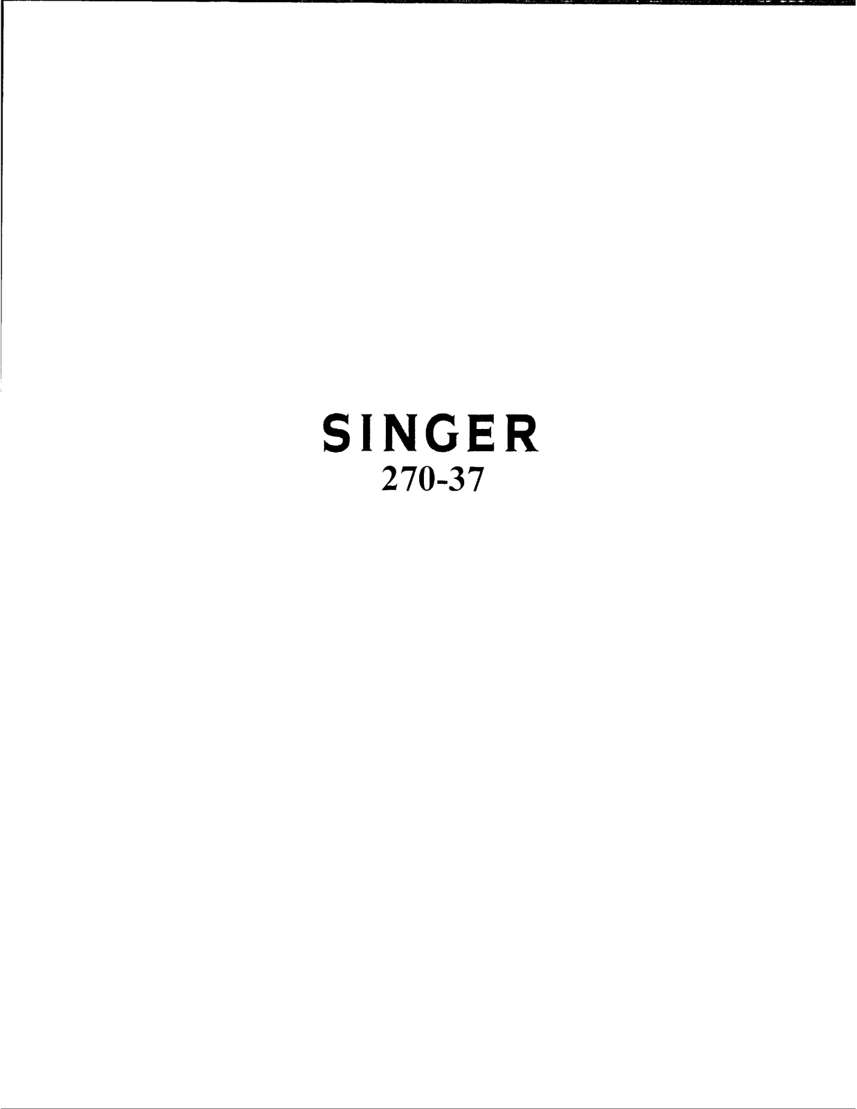 SINGER 270-37 Parts List