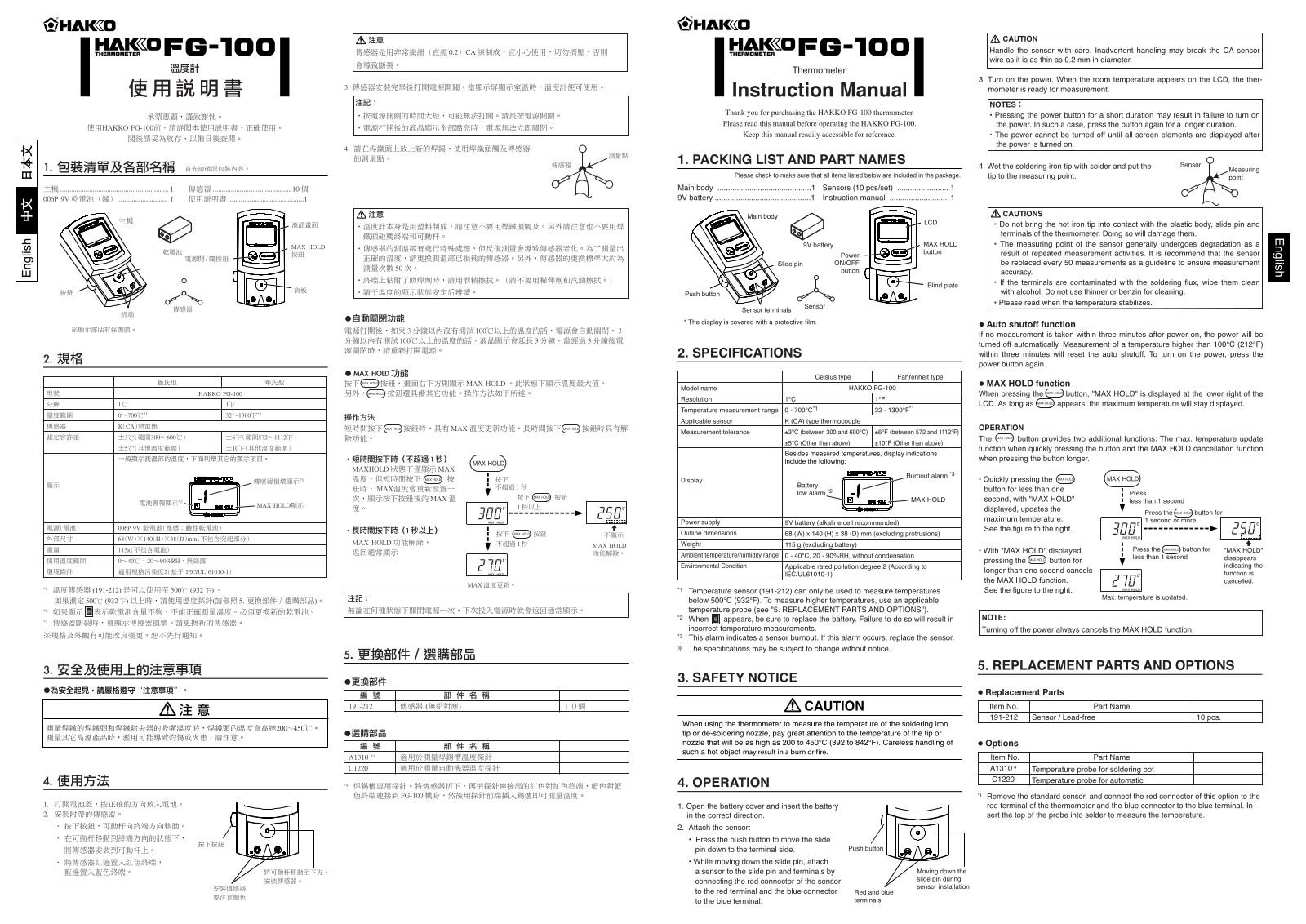 Hakko FG-100 User Manual