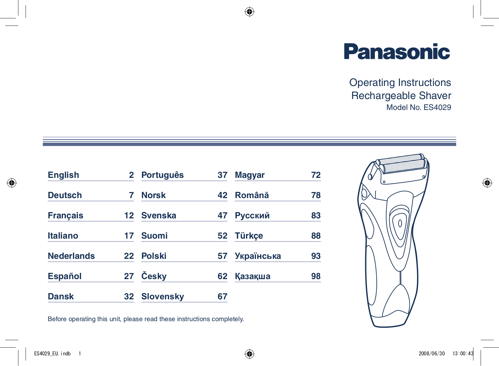 Panasonic ES4029 User Manual