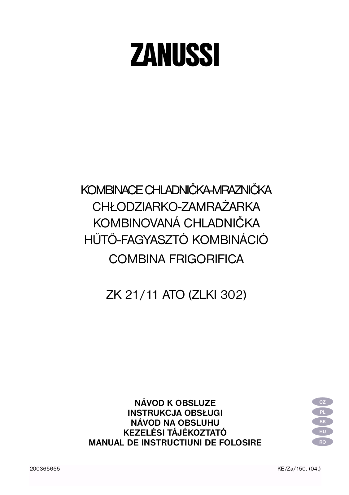 Zanussi ZK 21-11 ATO User Manual