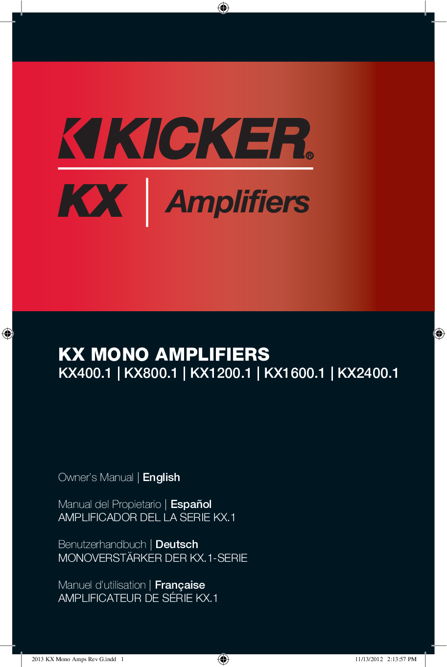 Kicker KX1600.1, KX2400.1, KX1200.1, KX800.1 User Manual