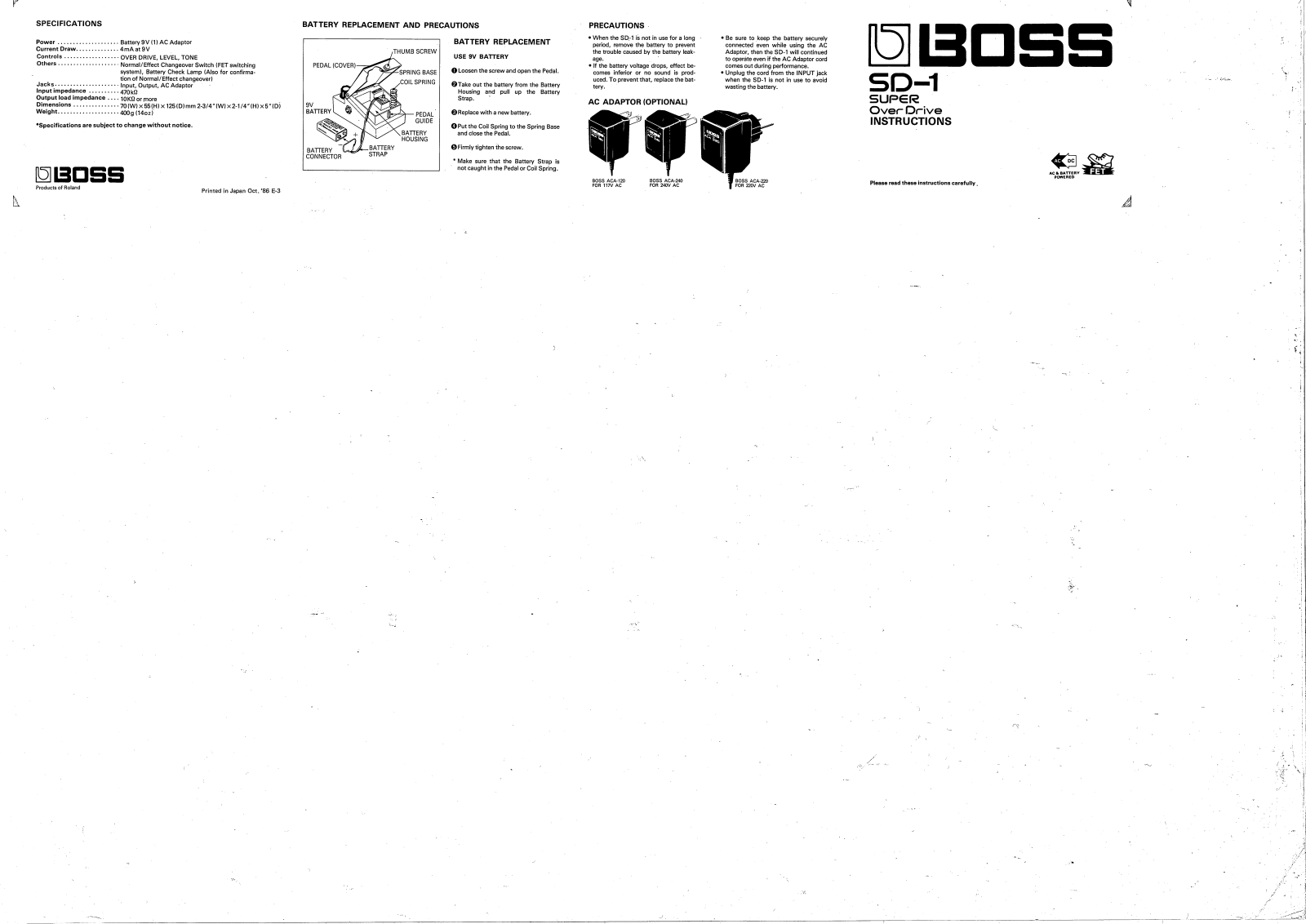 Boss SD-1 Owner’s Manual