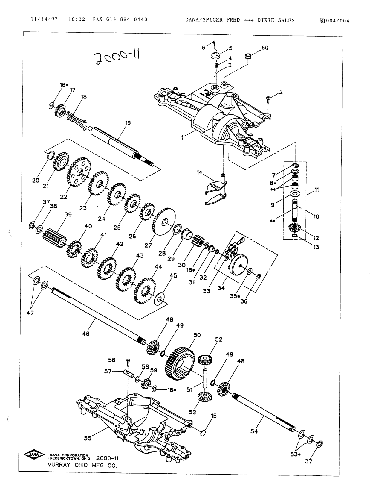 Dana 2000-11 Parts List