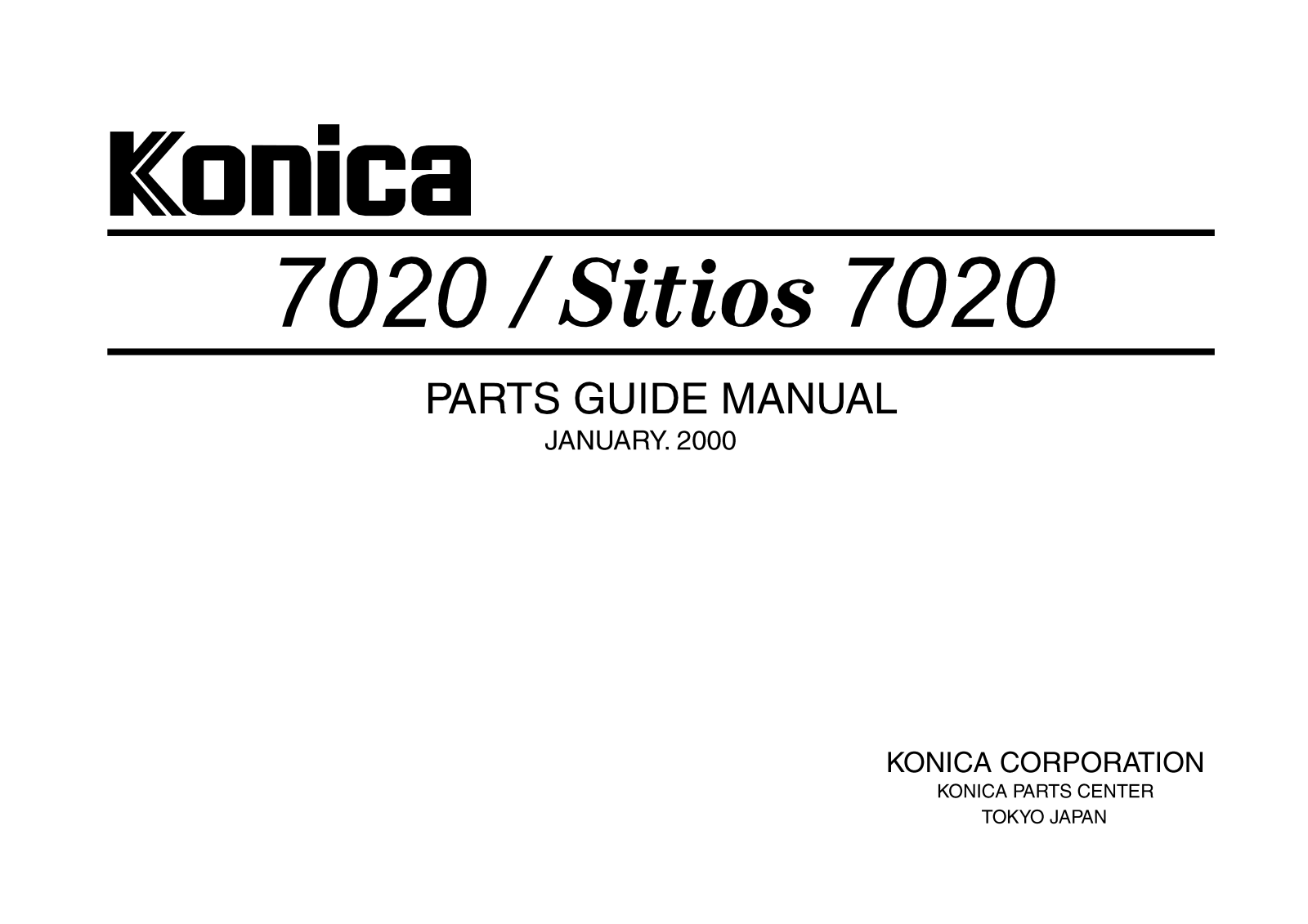 KONICA 7020 PARTS GUIDE MANUAL