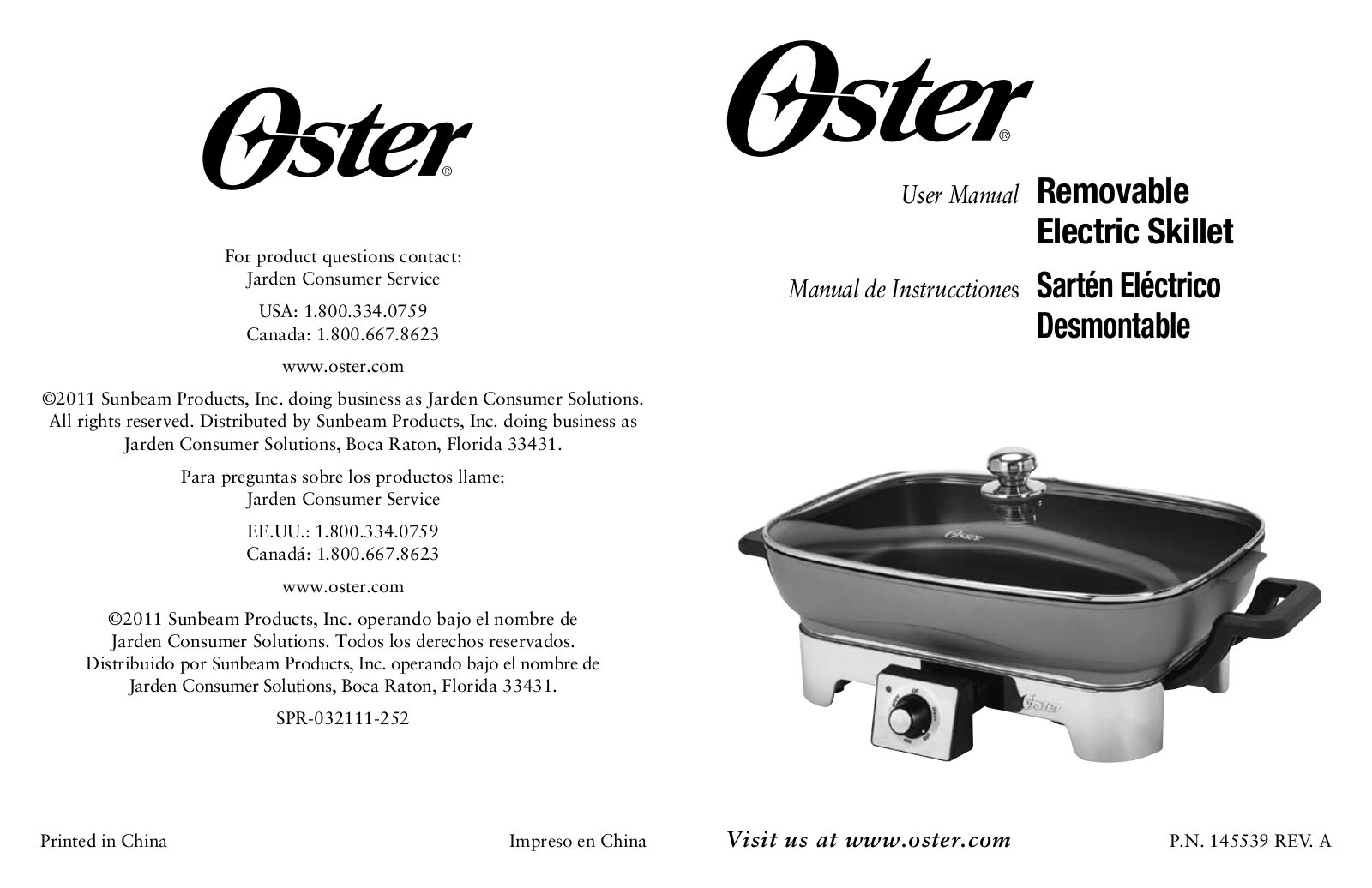 Oster SPR-032111-252 User Manual