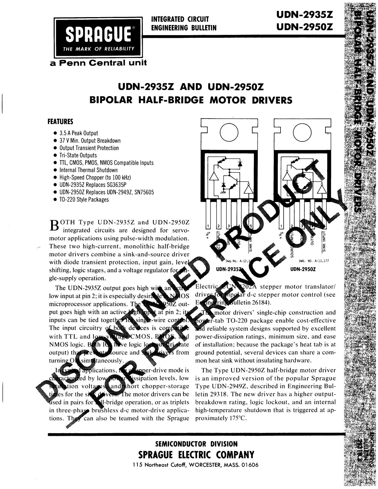 Allegro UDN-2950Z, UDN-2935Z Datasheet