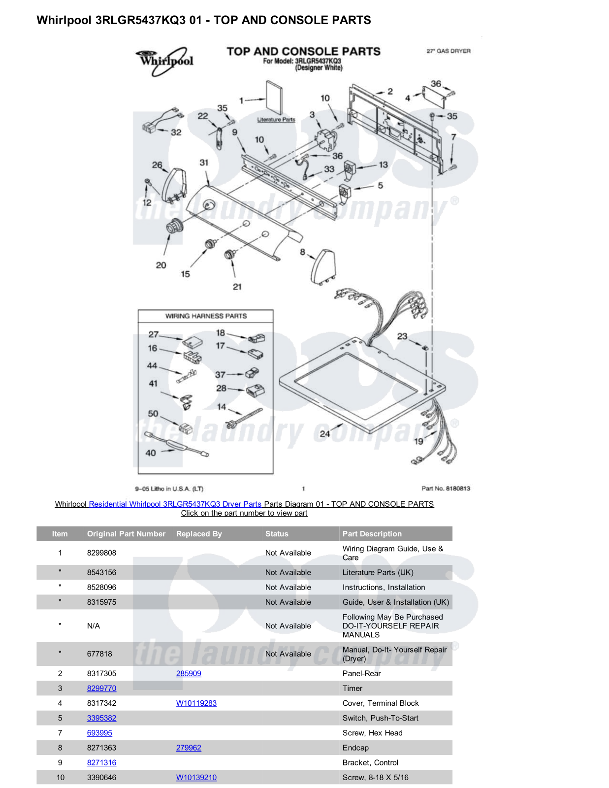 Whirlpool 3RLGR5437KQ3 Parts Diagram