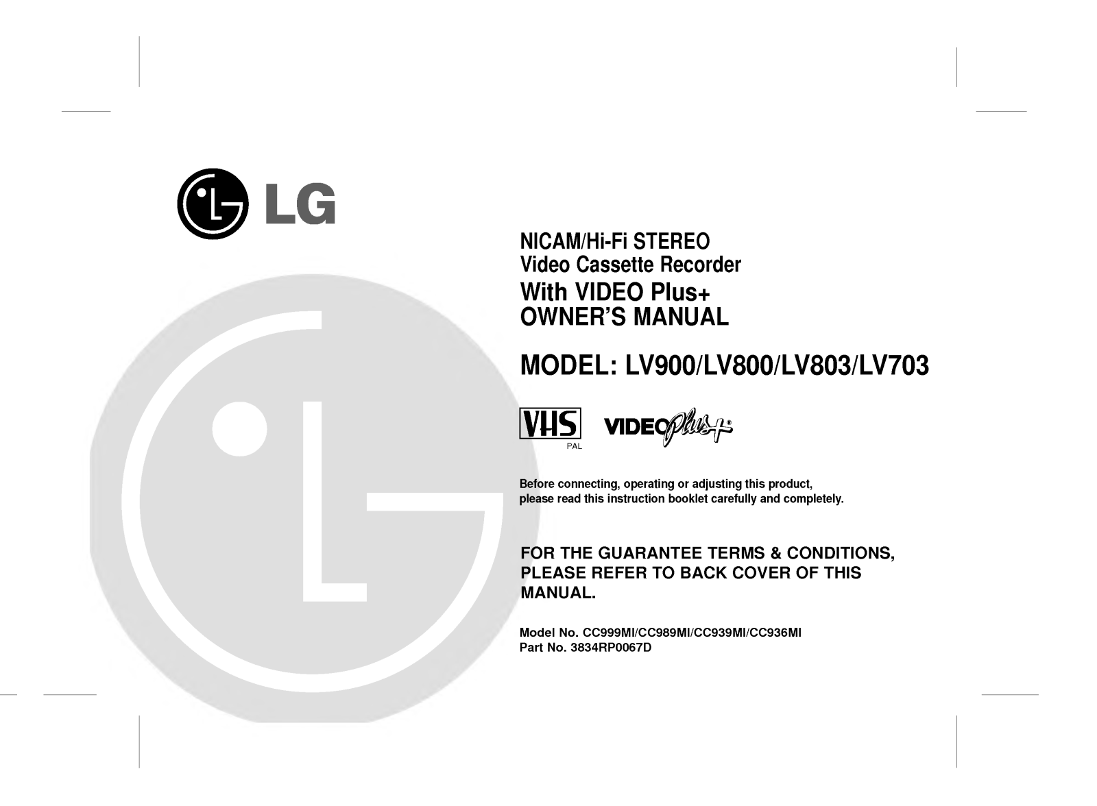 LG LV900 User Manual