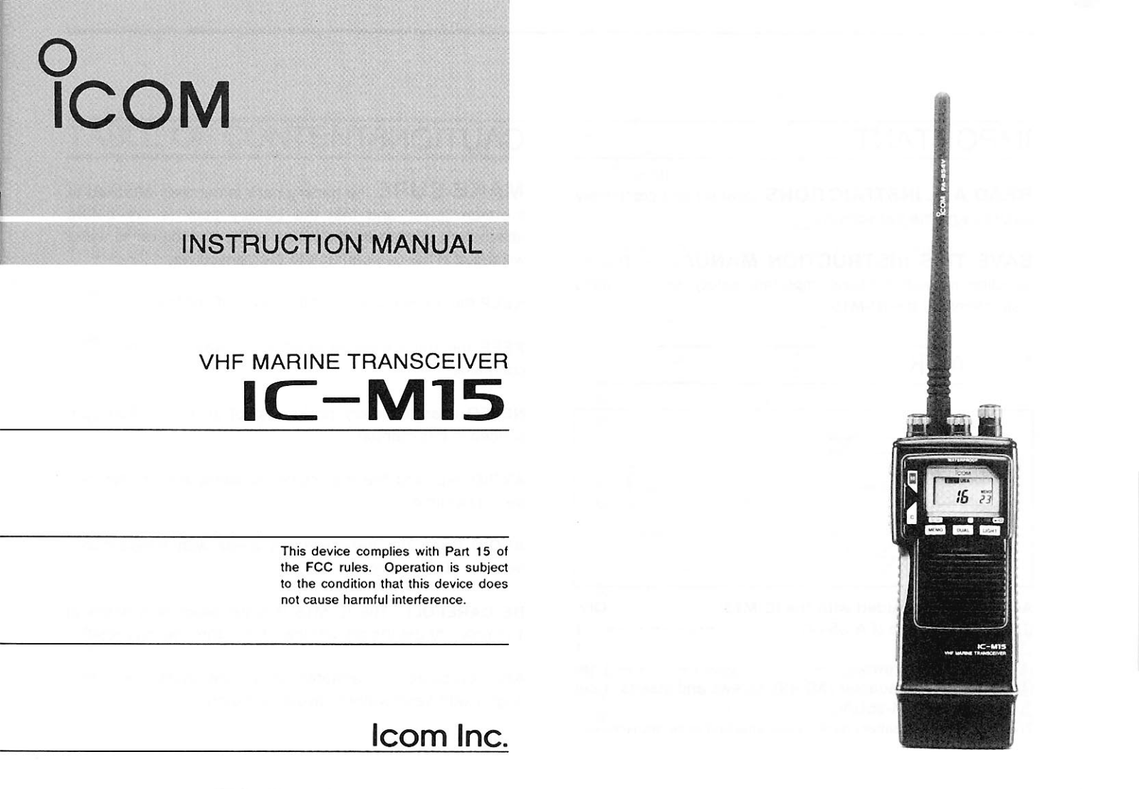 Icom IC-M15 User Manual