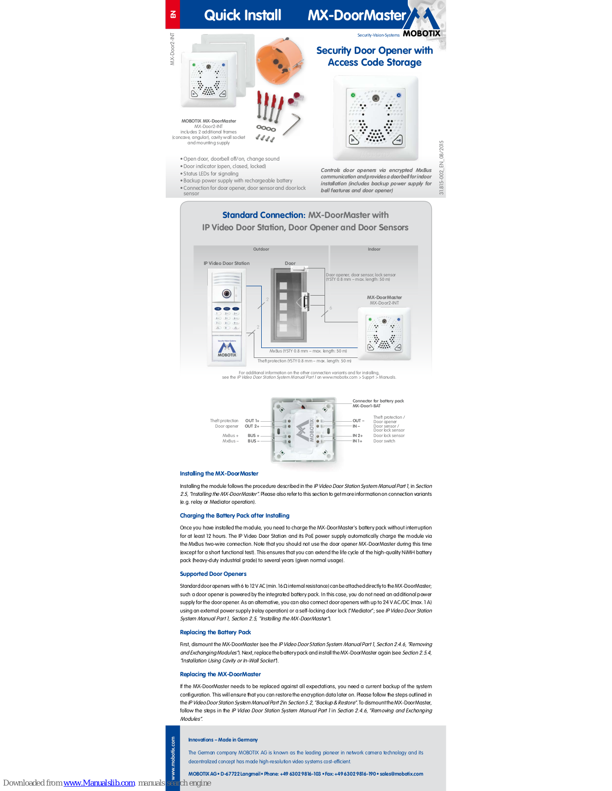 Mobotix MX-Door2-INT Quick Install Manual