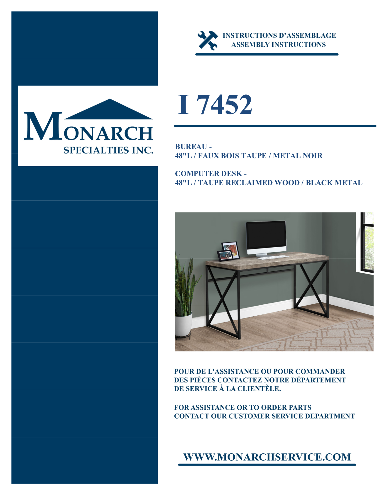 Monarch I7452 Assembly Guide - ManualMachine.com