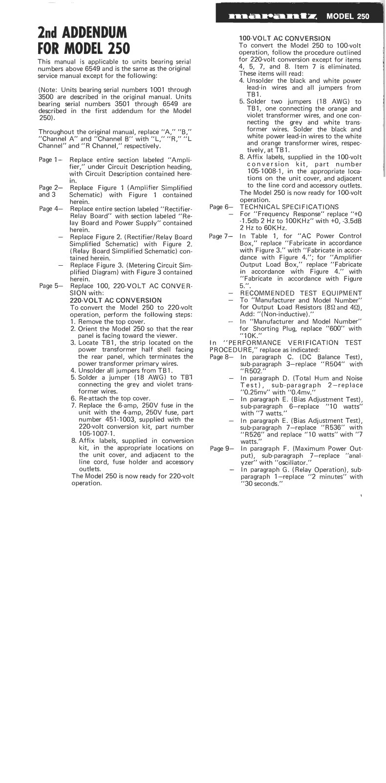 Marantz 250-2 Addendum