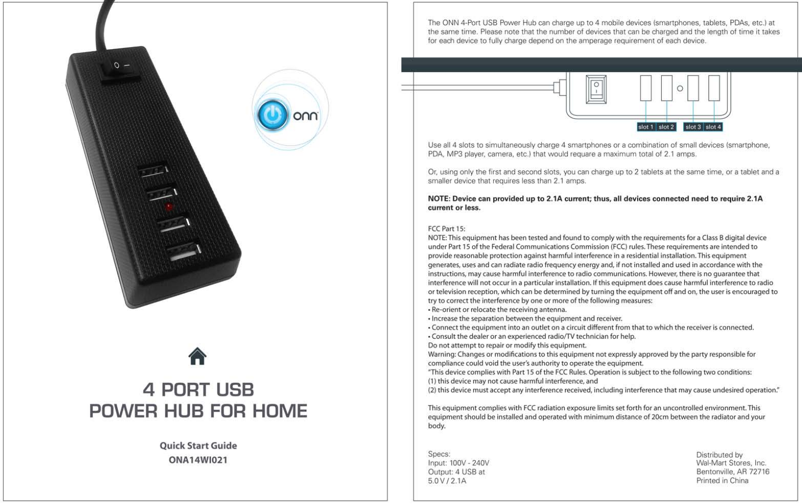 Onn ONA14WI021 User Manual