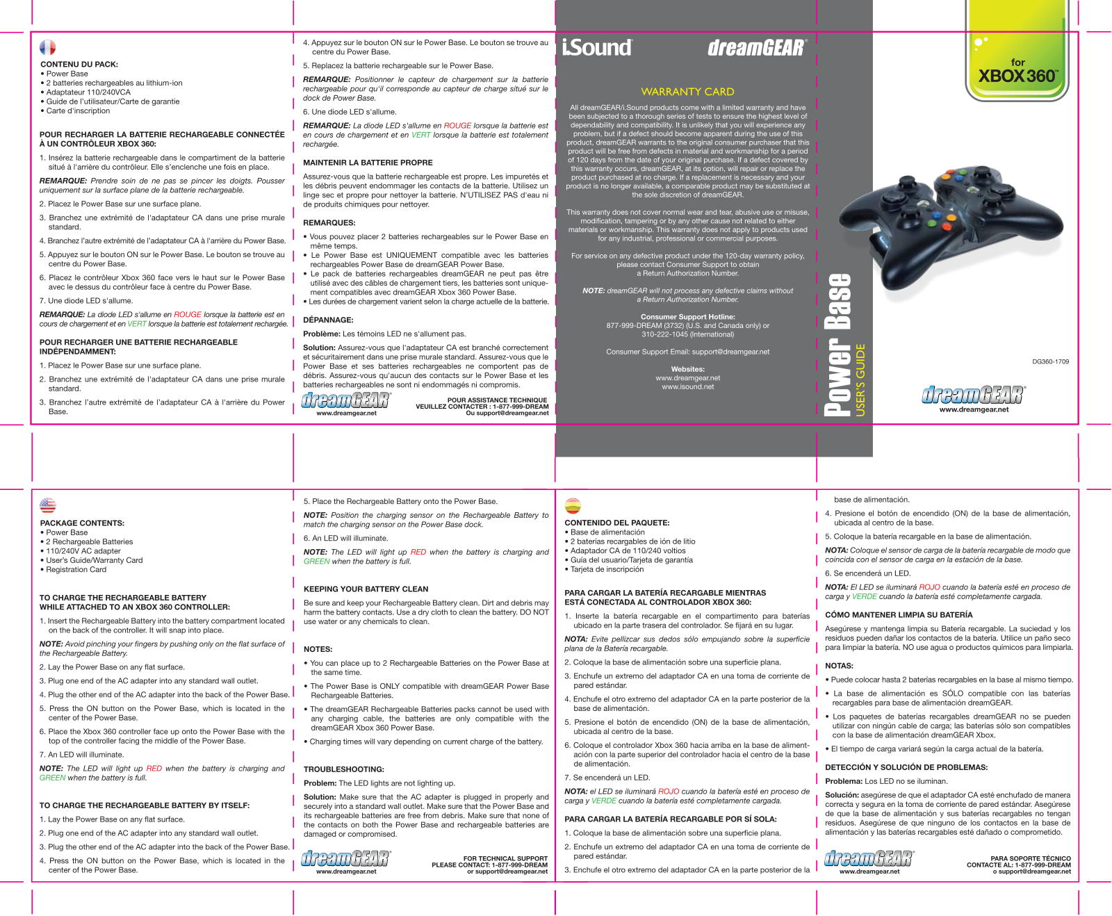 Dreamgear POWER BASE FOR XBOX 360 User Manual