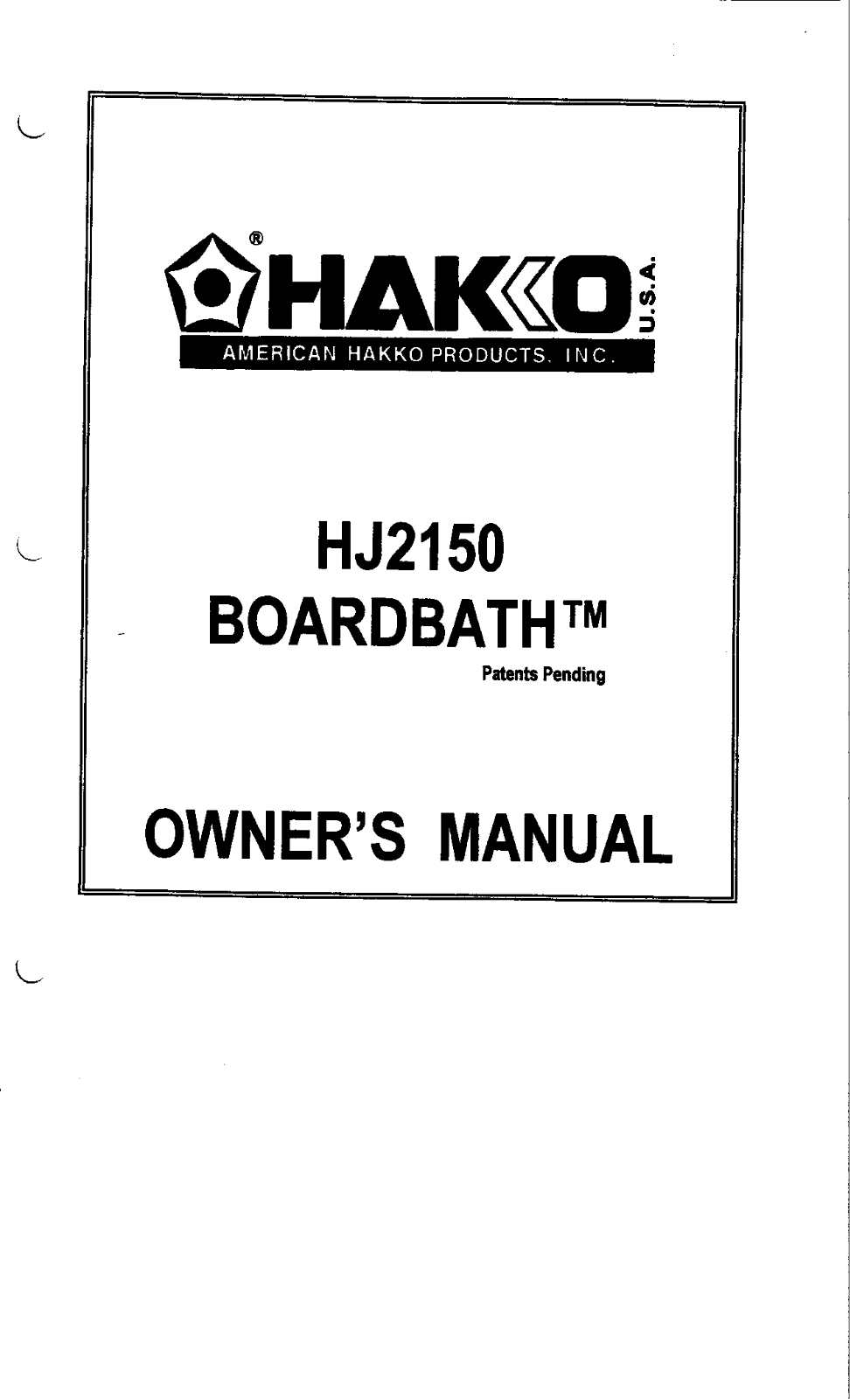 Hakko HJ2150 User Manual