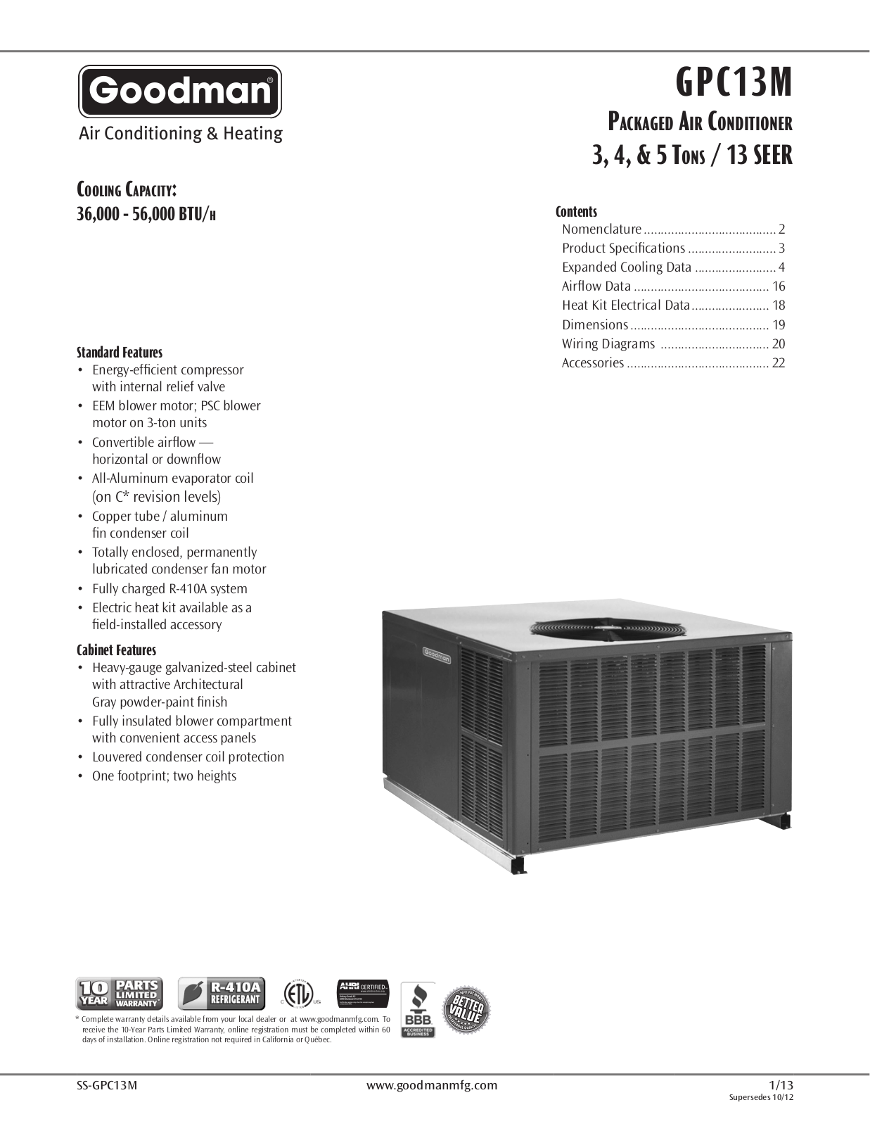 Goodman Mfg GPC13M User Manual