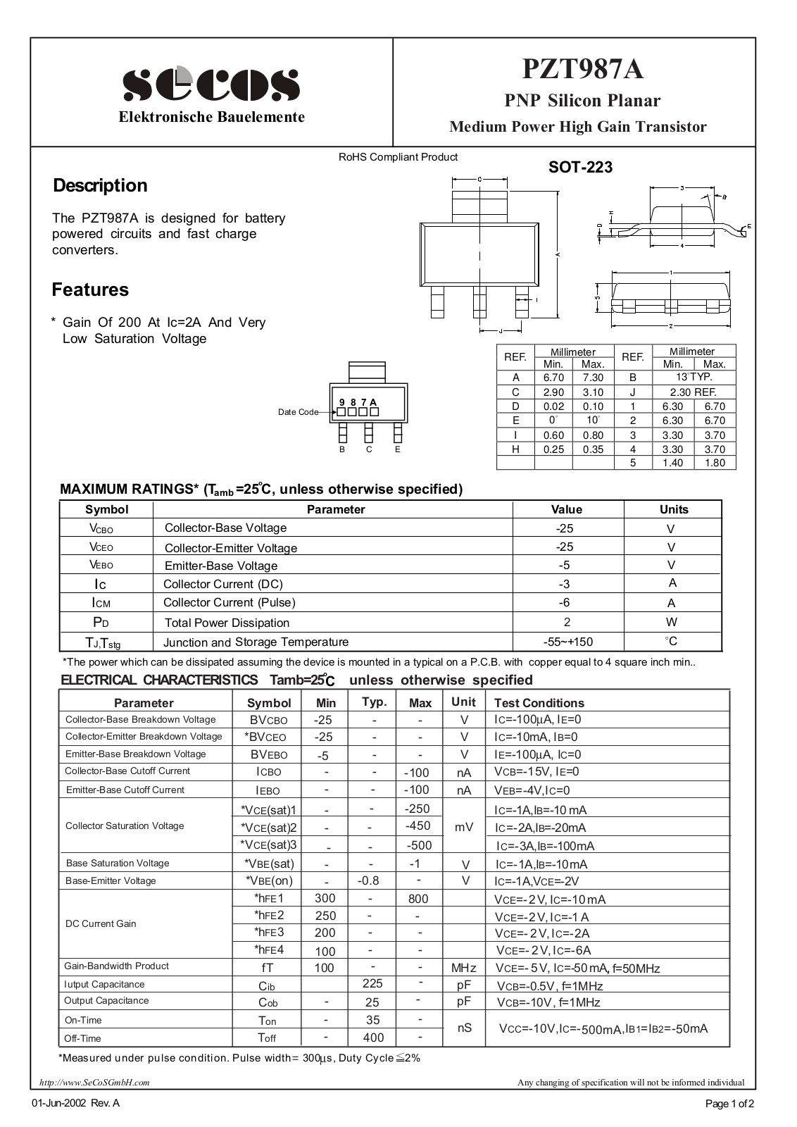 Datasheet pzt987a Datasheet - ManualMachine.com