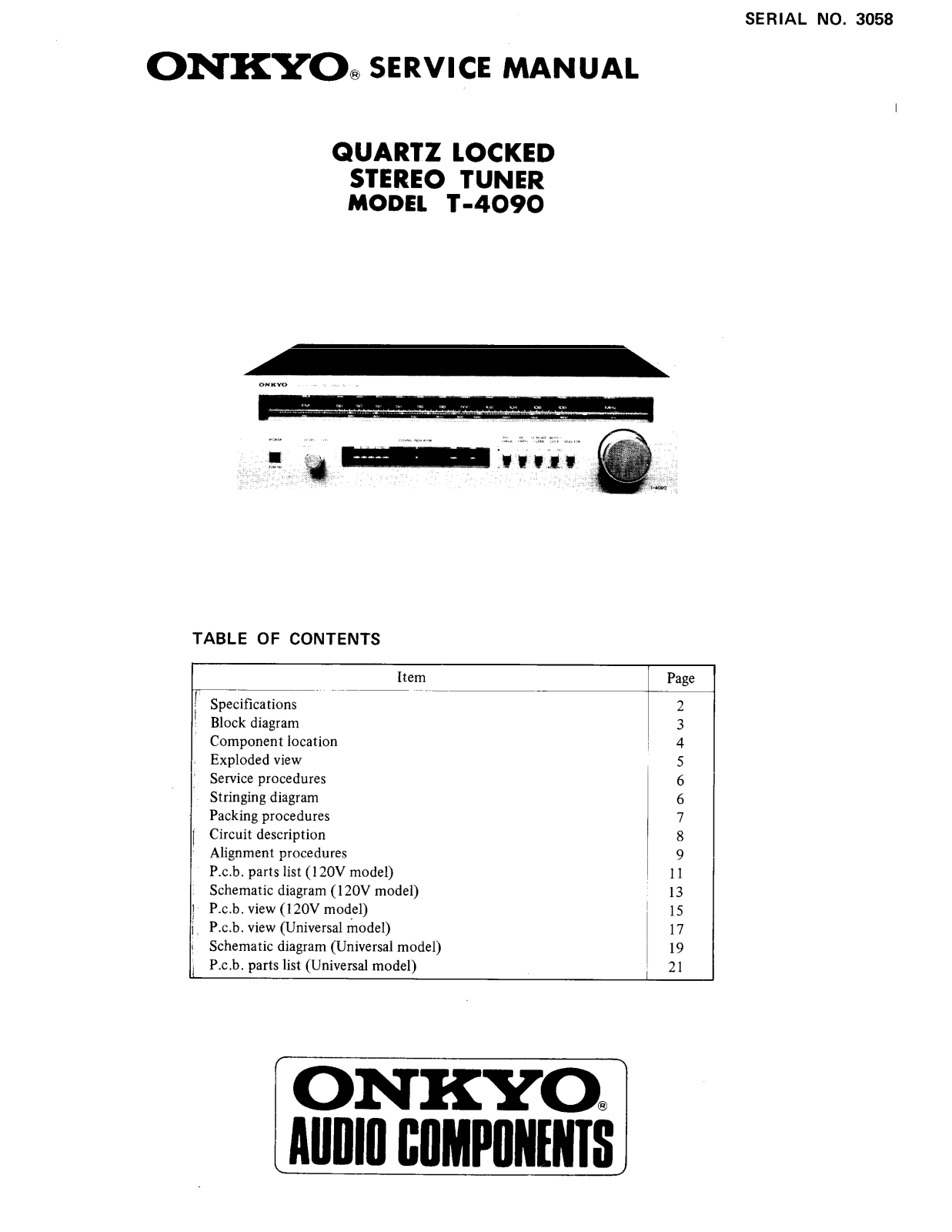 Onkyo T-4090 Service manual