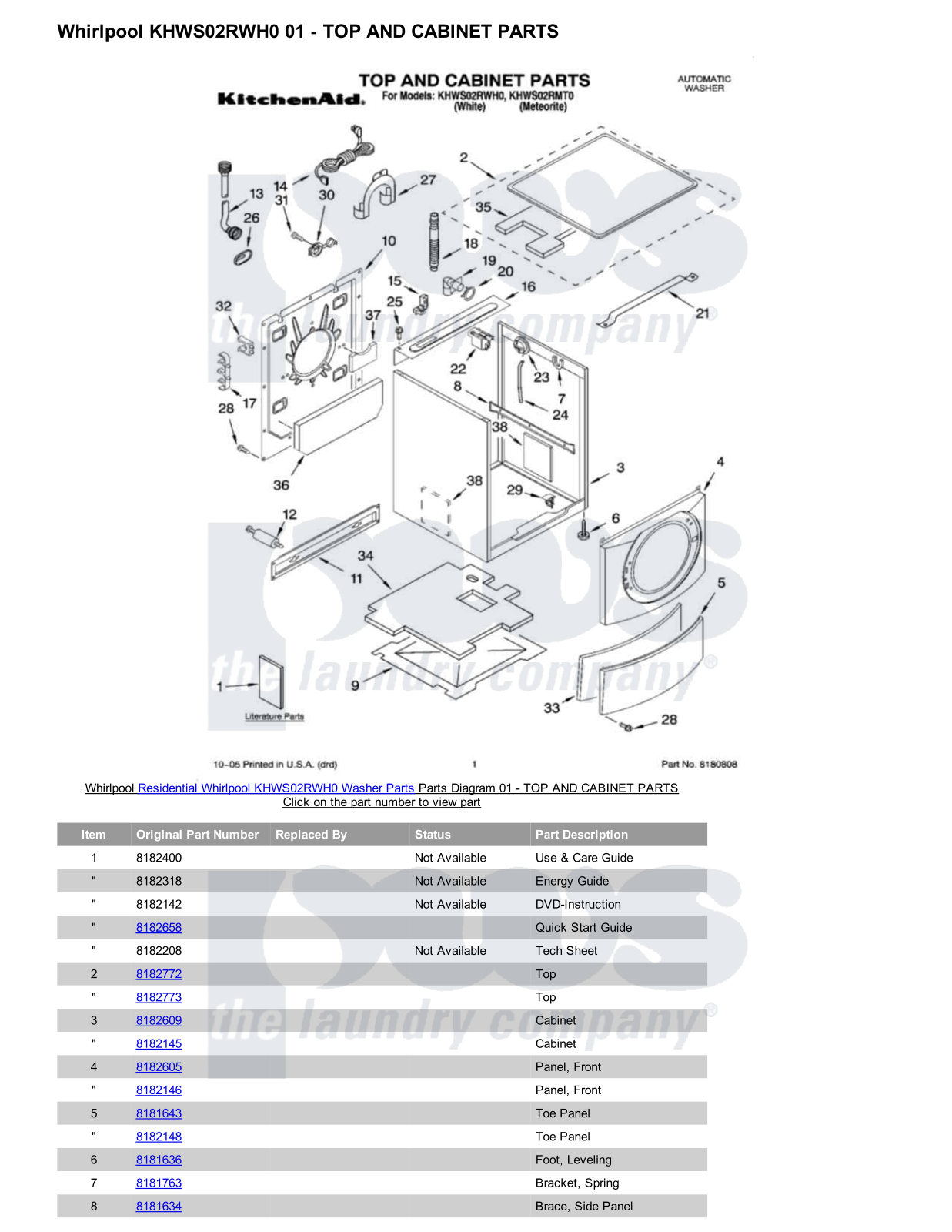 Whirlpool KHWS02RWH0 Parts Diagram