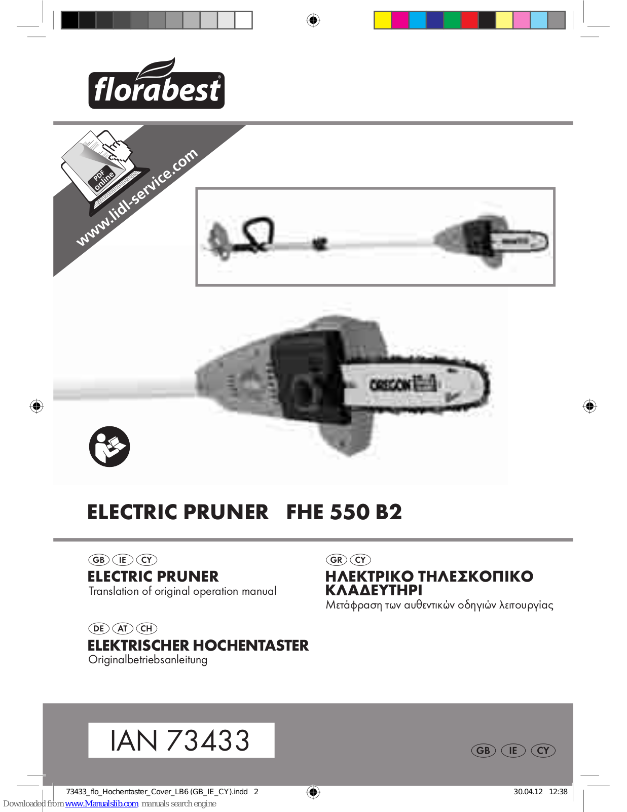 FLORABEST 73433, FHE 550 B2 Translation Of Original Operation Manual