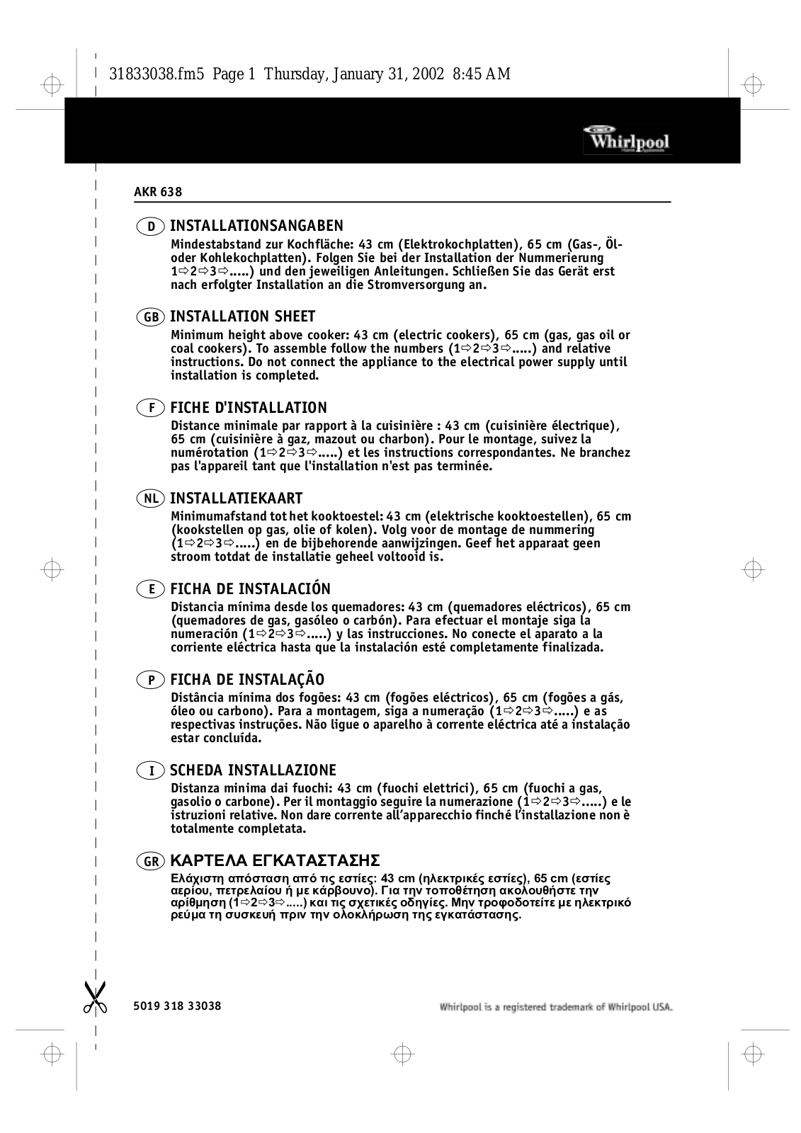 Whirlpool AKR 638 IX User Manual