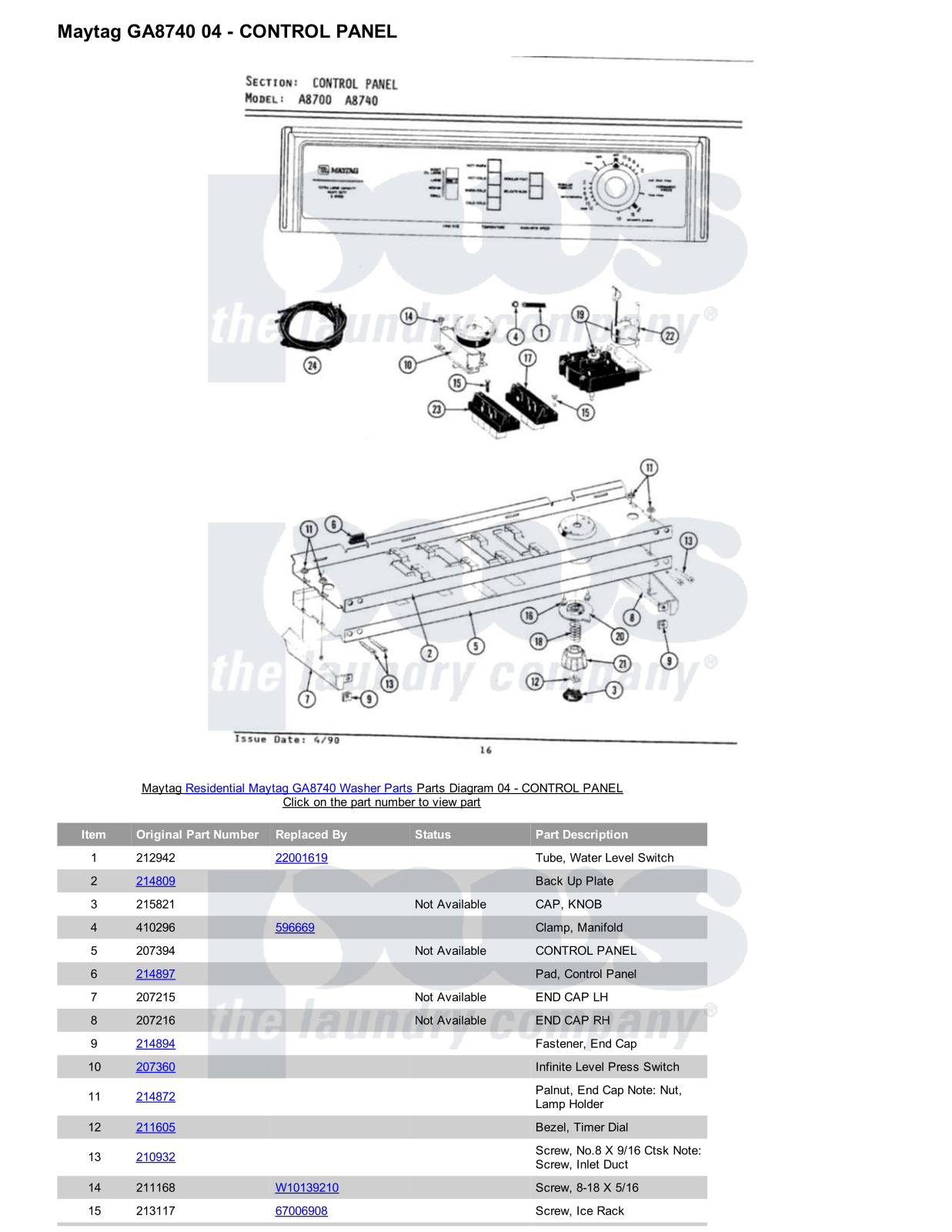 Maytag GA8740 Parts Diagram