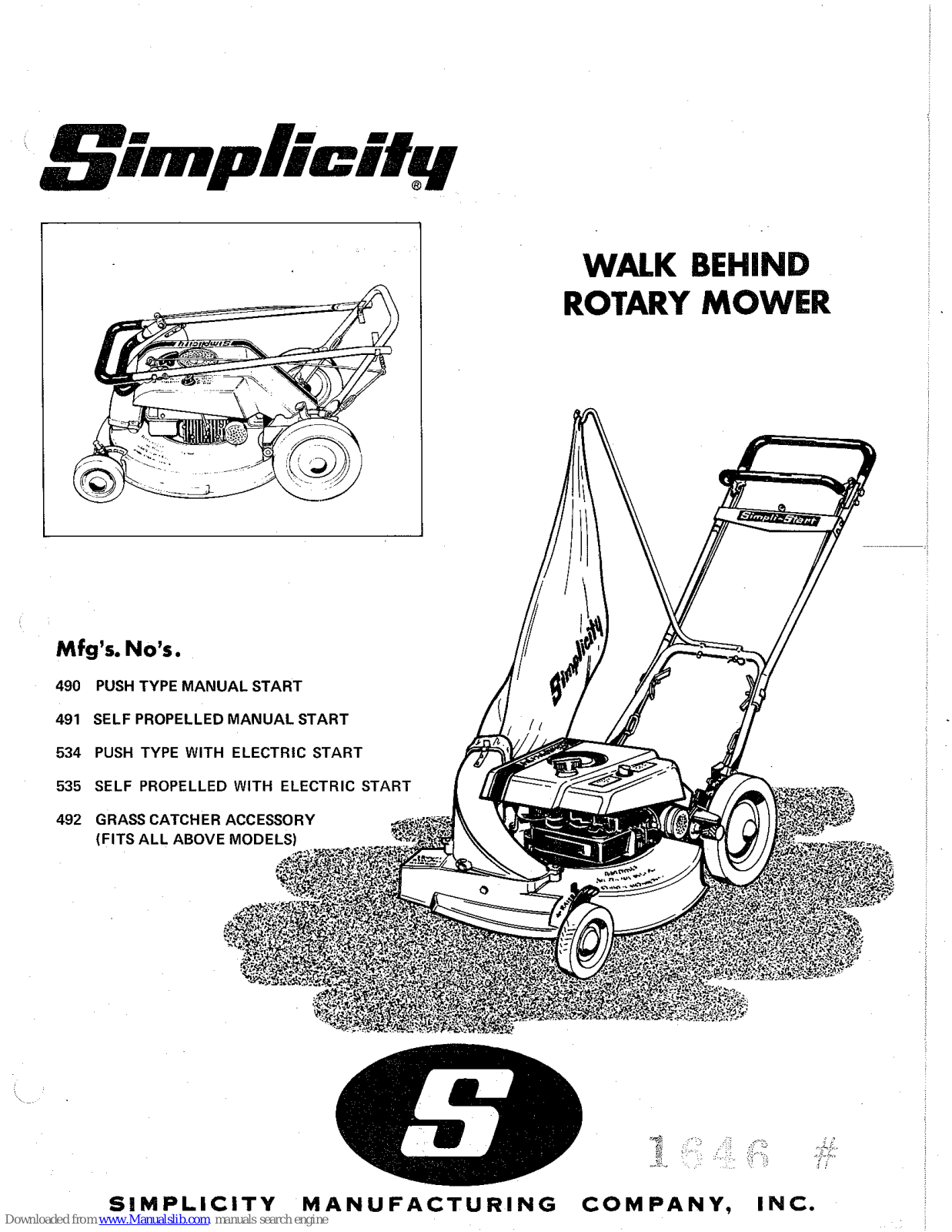 Simplicity 1645,491,490,492,534,535 Specification Sheet